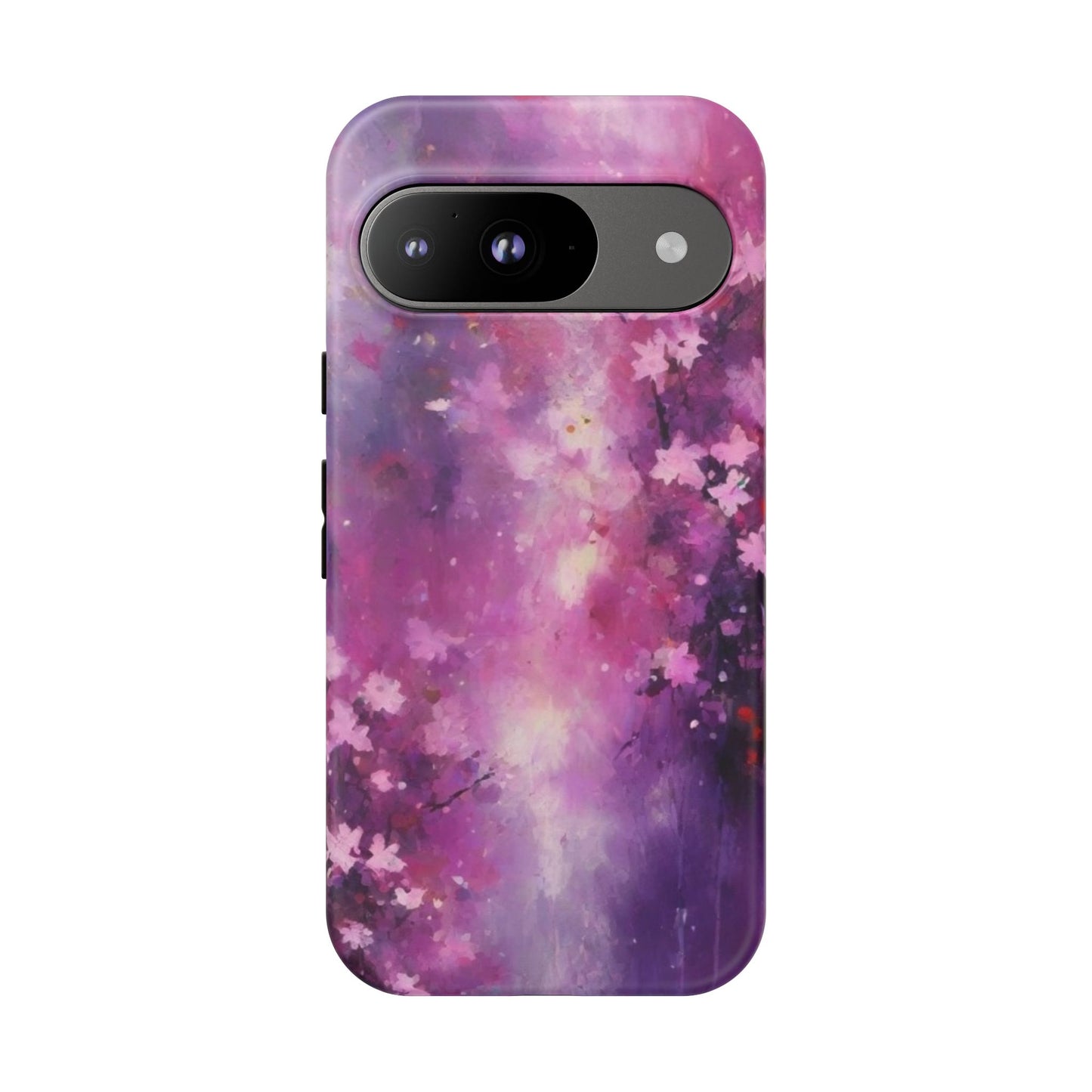 Tough Case Phone Case for Google Pixel 7/8/9– Dual Layer, Matte/Glossy Finish, Wireless Charging Compatible, Artistic Floral Phone Case - Tough Cases with Cherry Blossom Design