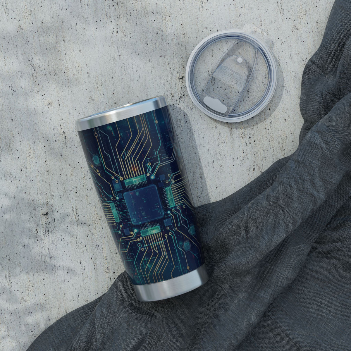 20oz Tumbler – Neon Microchip Design, Insulated Travel CupInsulated Stainless Steel Travel Tumbler, Spill-Resistant, Double-Wall, Car Cup Holder Friendly. Travel Tumbler.