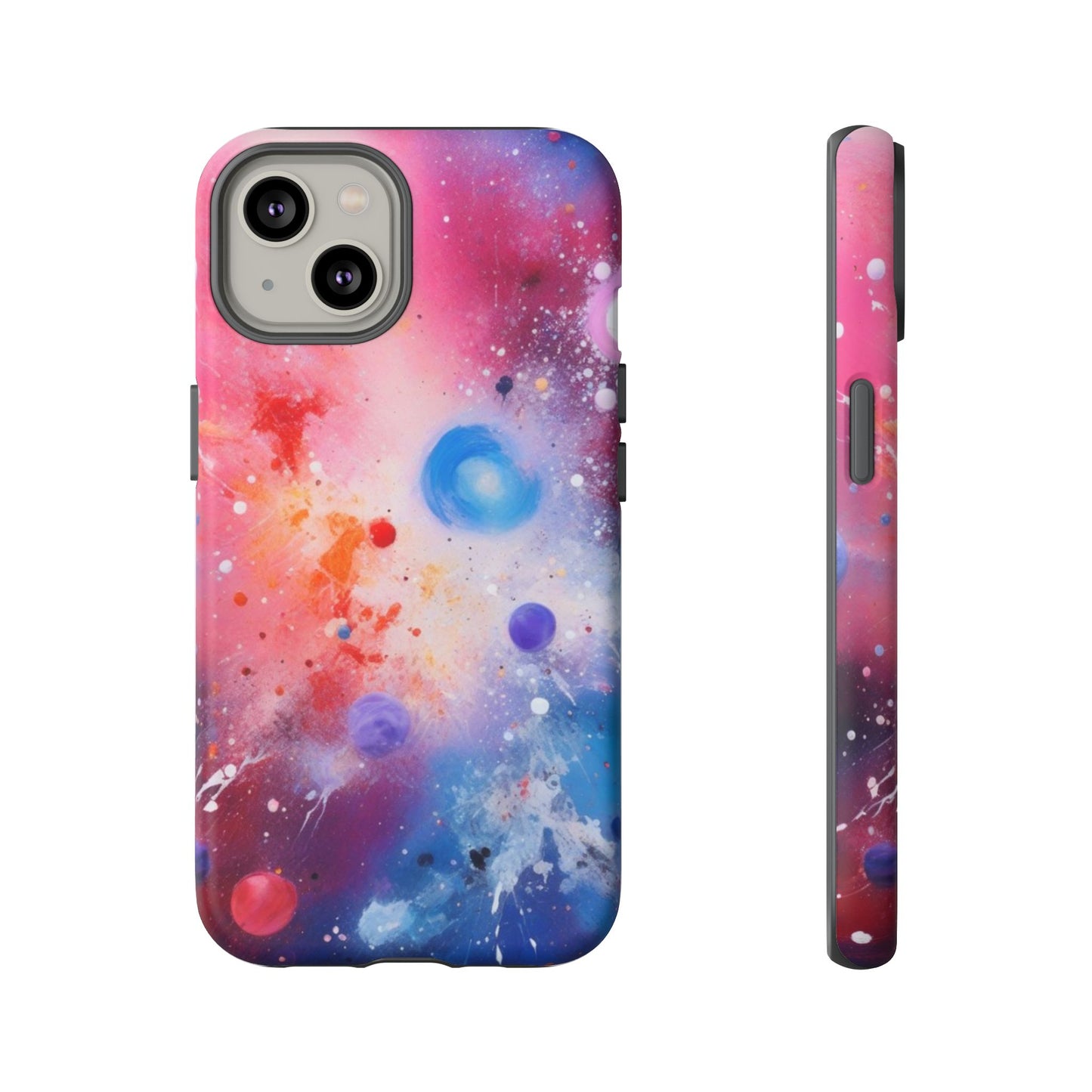 iPhone Tough Case Phone Case for iPhone 14\15\16 – Dual Layer, Matte/Glossy Finish, Wireless Charging Compatible, Galaxy-Themed Tough Phone Case – Vibrant Space Design