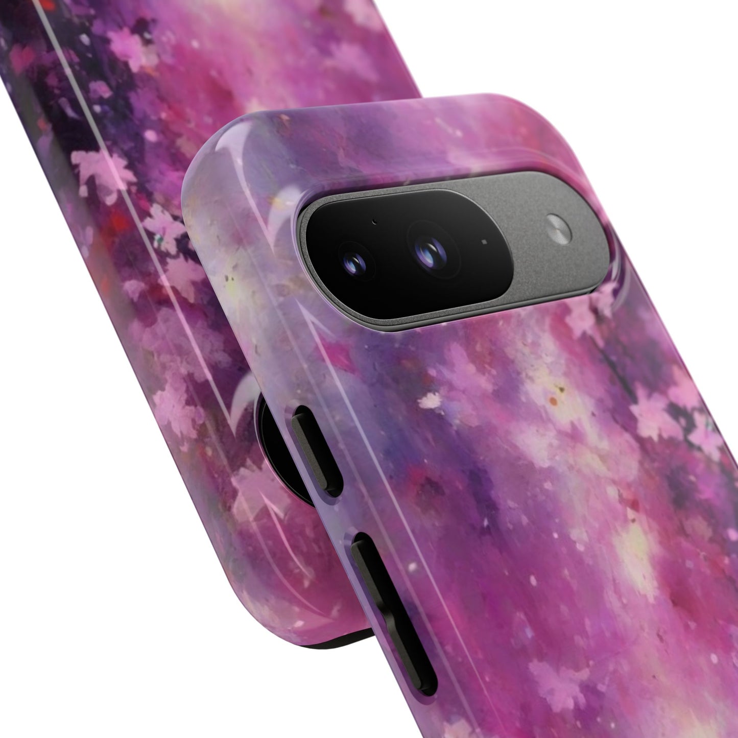 Tough Case Phone Case for Google Pixel 7/8/9– Dual Layer, Matte/Glossy Finish, Wireless Charging Compatible, Artistic Floral Phone Case - Tough Cases with Cherry Blossom Design