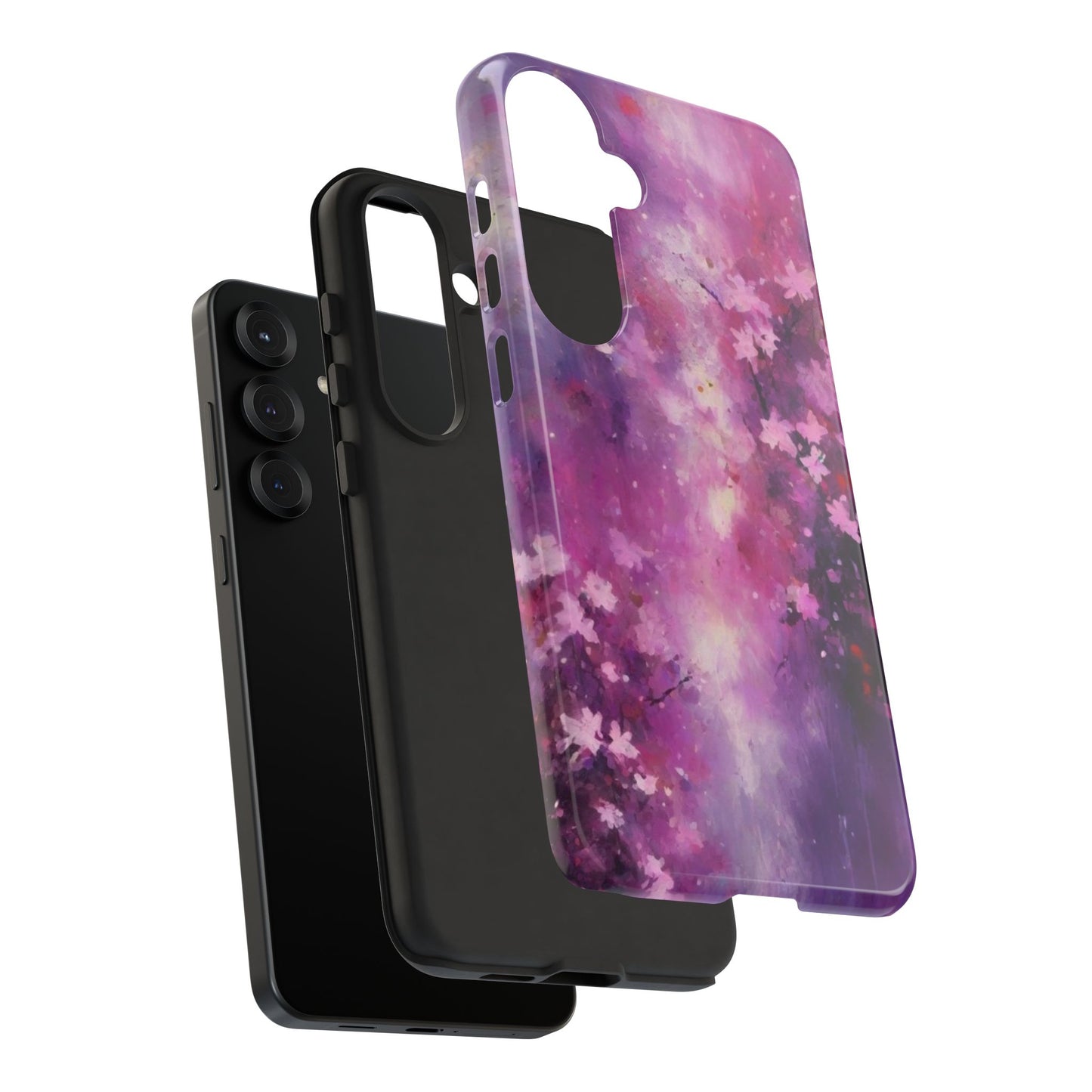 Tough Case Phone Case for Samsung Galaxy S25/S24/S23 – Dual Layer, Matte/Glossy Finish, Wireless Charging Compatible, Cherry Blossom Tough Case - Floral Phone Cover