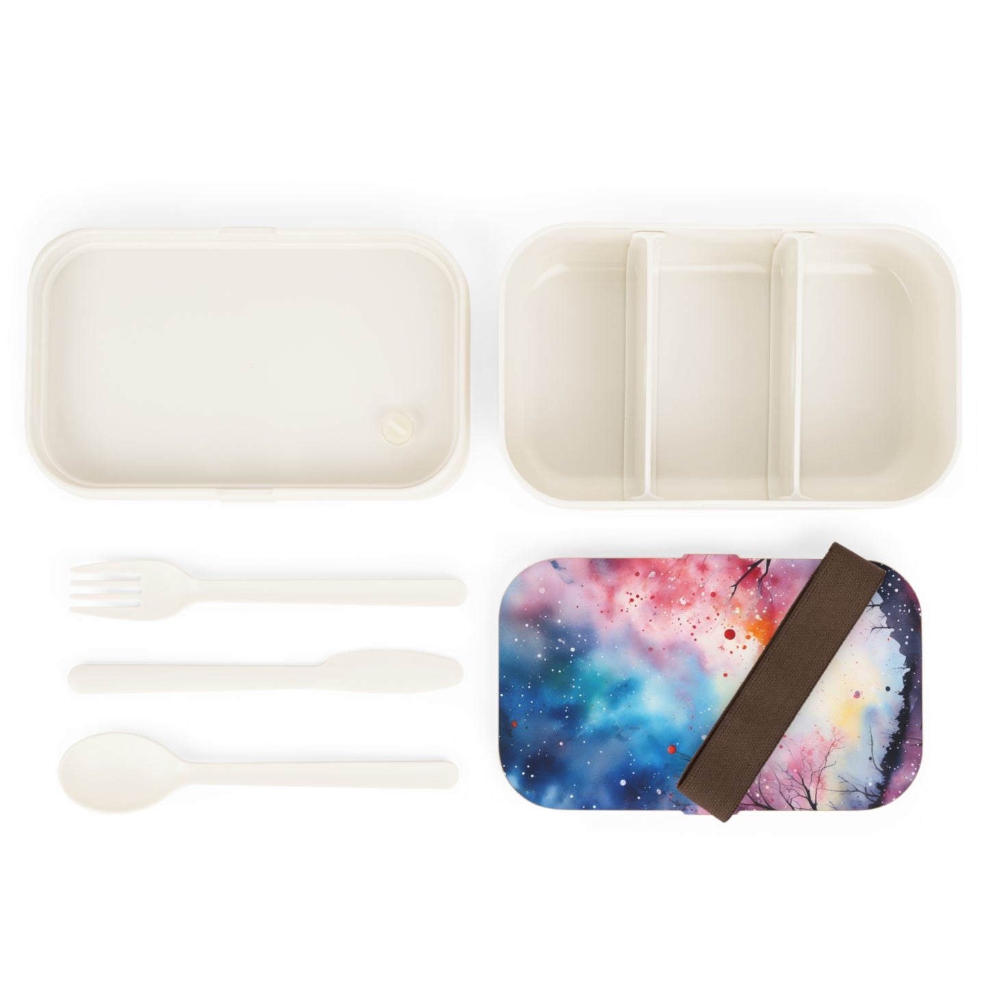 Stylish Bento Box Lunchbox – Portable, Designed Food Container with Wooden Lid & Two Moveable Compartments for Work, School & Picnics