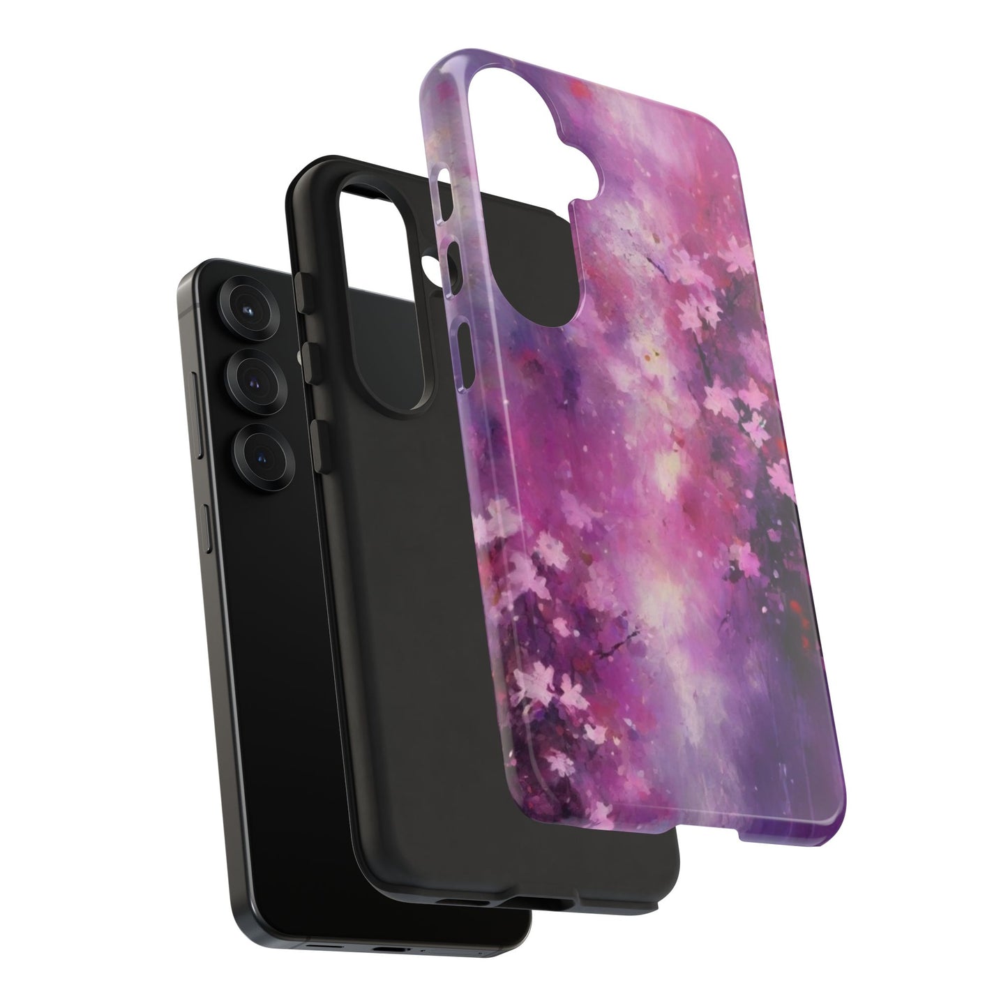 Tough Case Phone Case for Samsung Galaxy S25/S24/S23 – Dual Layer, Matte/Glossy Finish, Wireless Charging Compatible, Cherry Blossom Tough Case - Floral Phone Cover