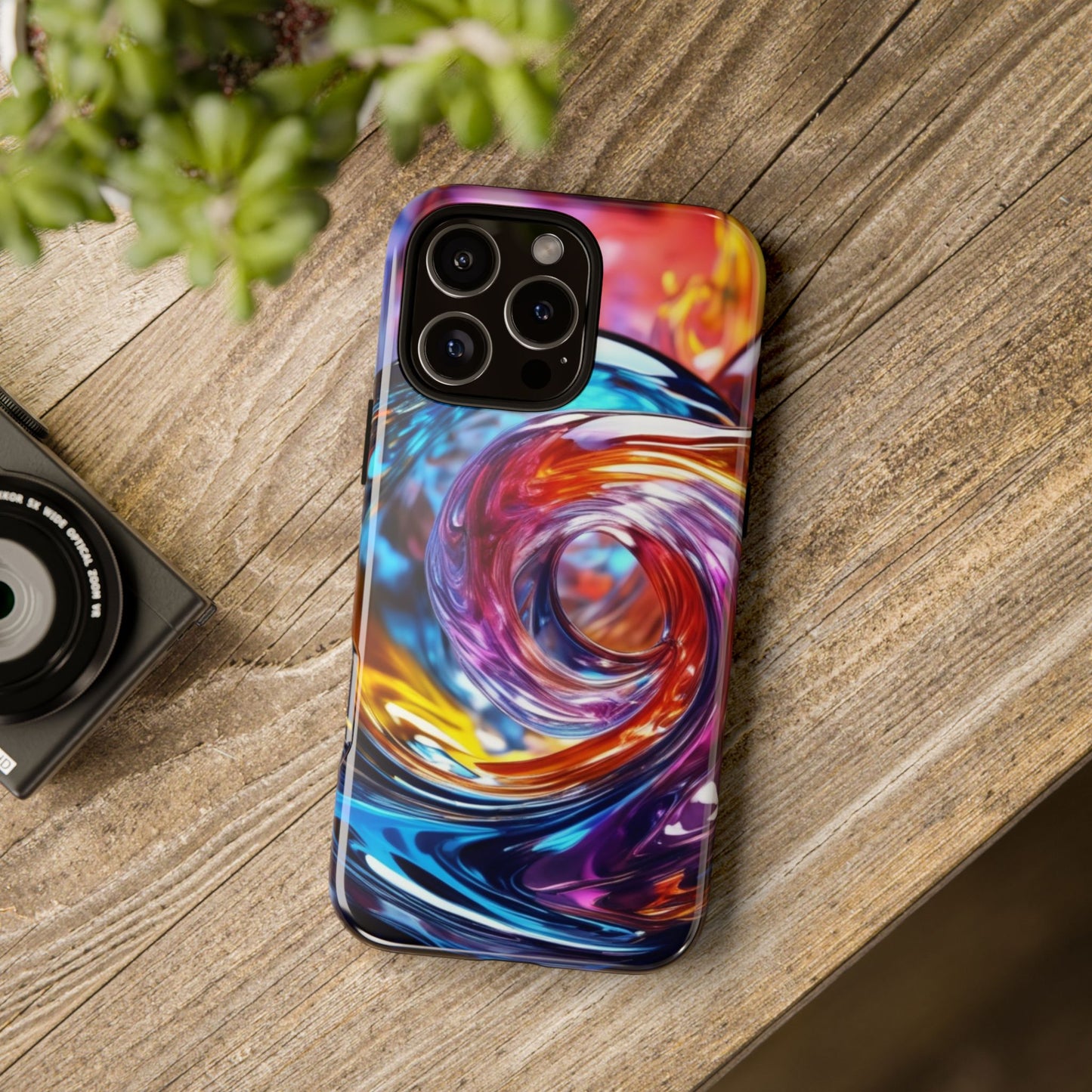 iPhone Tough Case Phone Case for iPhone 14\15\16 – Dual Layer, Matte/Glossy Finish, Wireless Charging CompatibleVibrant Swirl Phone Case - Tough Cases for Protection
