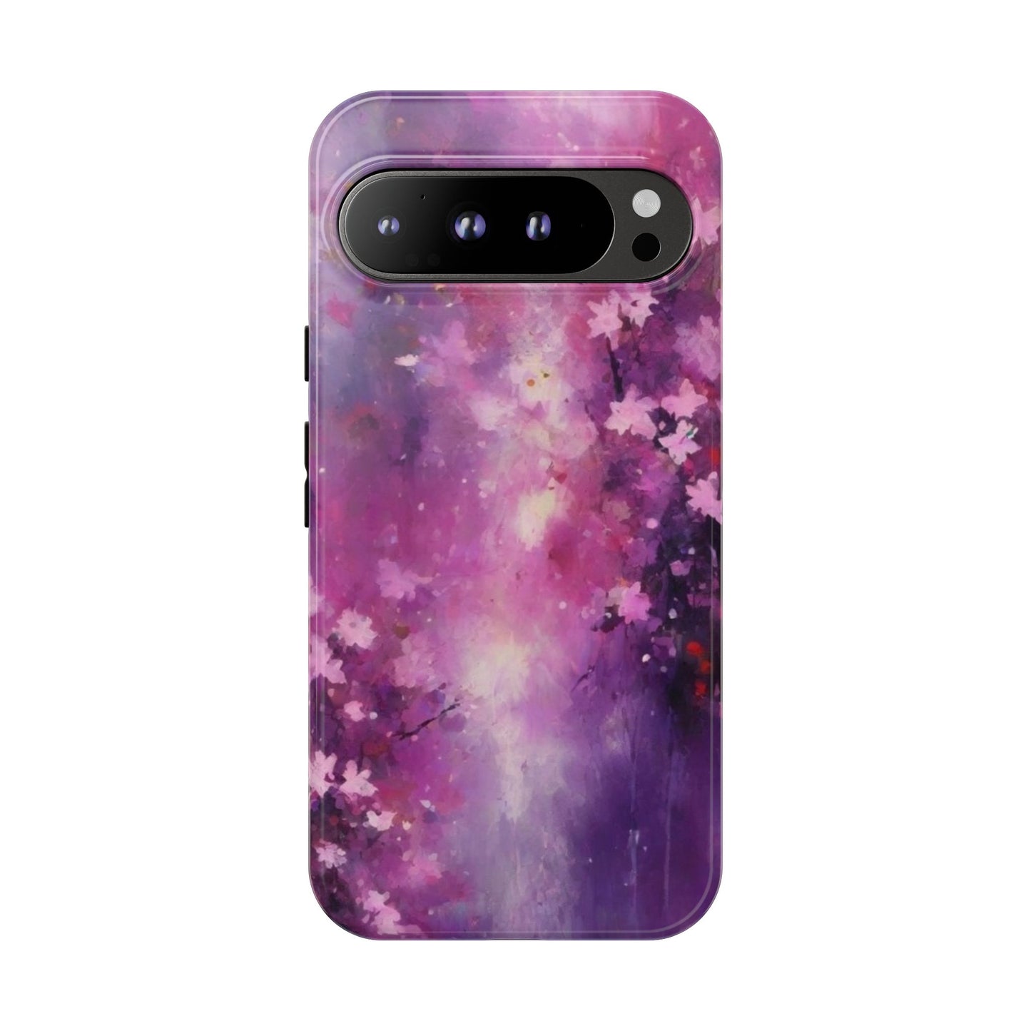 Tough Case Phone Case for Google Pixel 7/8/9– Dual Layer, Matte/Glossy Finish, Wireless Charging Compatible, Artistic Floral Phone Case - Tough Cases with Cherry Blossom Design