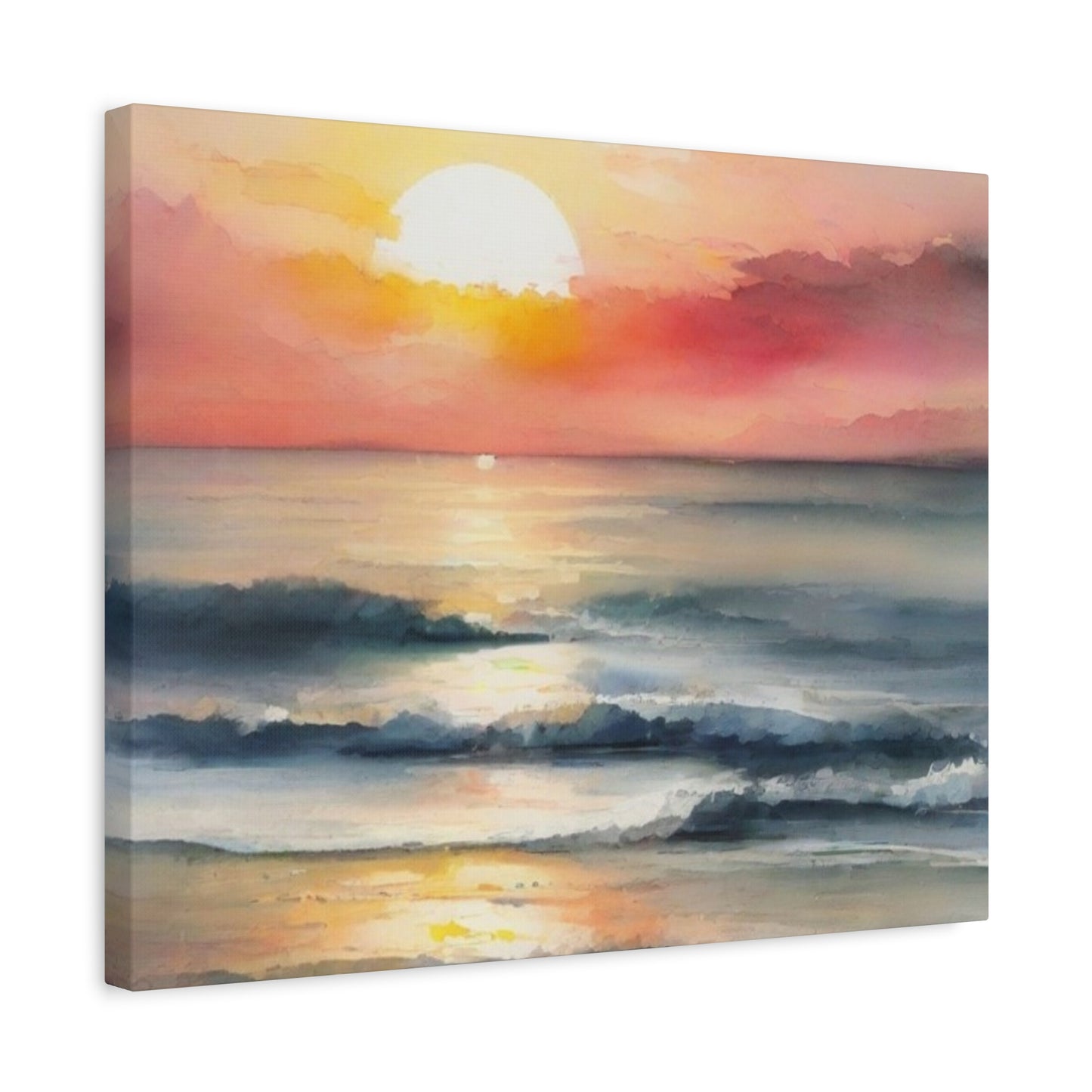 Abstract Art Canvas Print – Modern Wall Art, Digital Artwork, Matte Canvas, Ready to Hang, Home & Office Décor, Modern Wall Décor, Coastal Sunset Canvas Wall Art - 12" x 16" Stretched Print