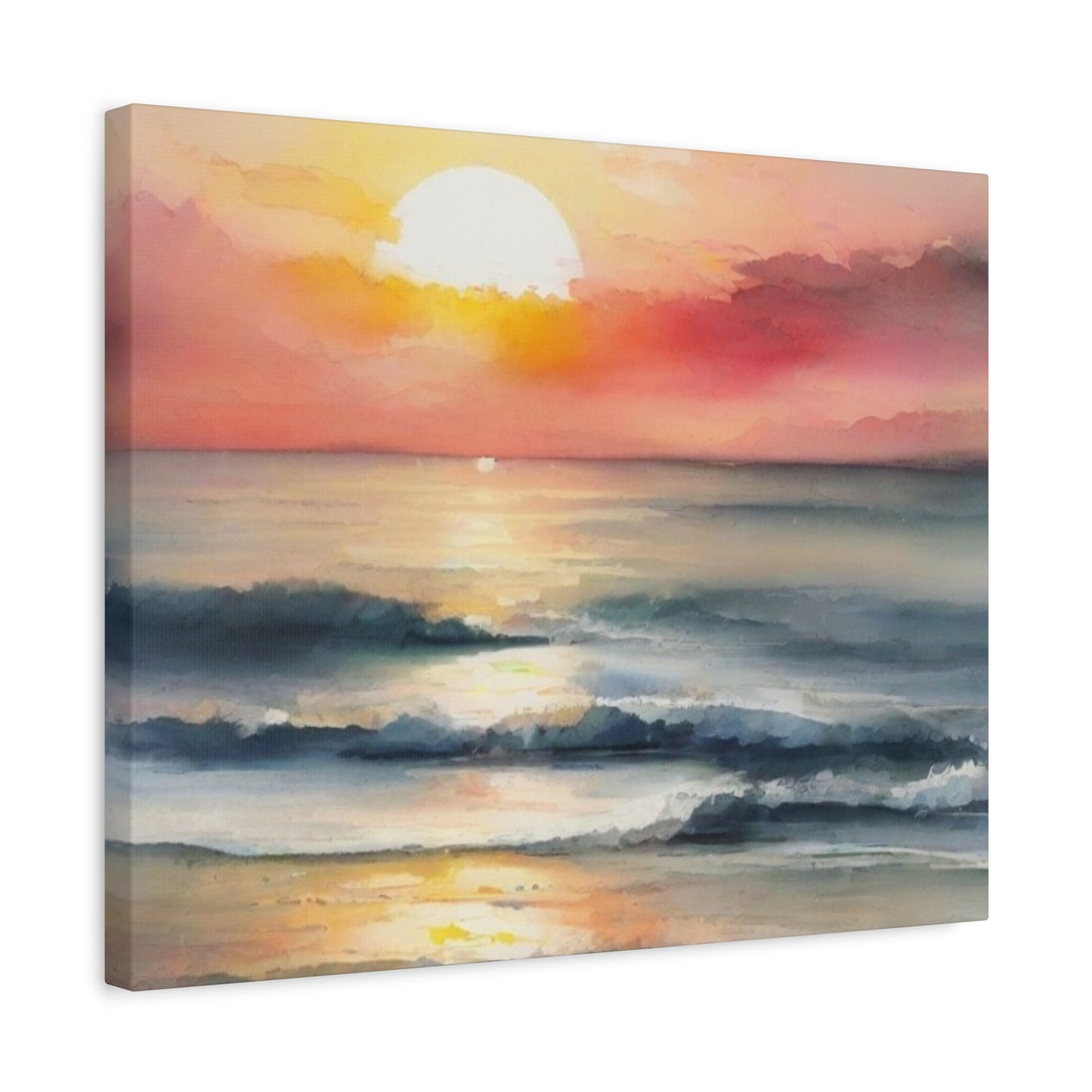 Abstract Art Canvas Print – Modern Wall Art, Digital Artwork, Matte Canvas, Ready to Hang, Home & Office Décor, Modern Wall Décor, Coastal Sunset Canvas Wall Art - 12" x 16" Stretched Print