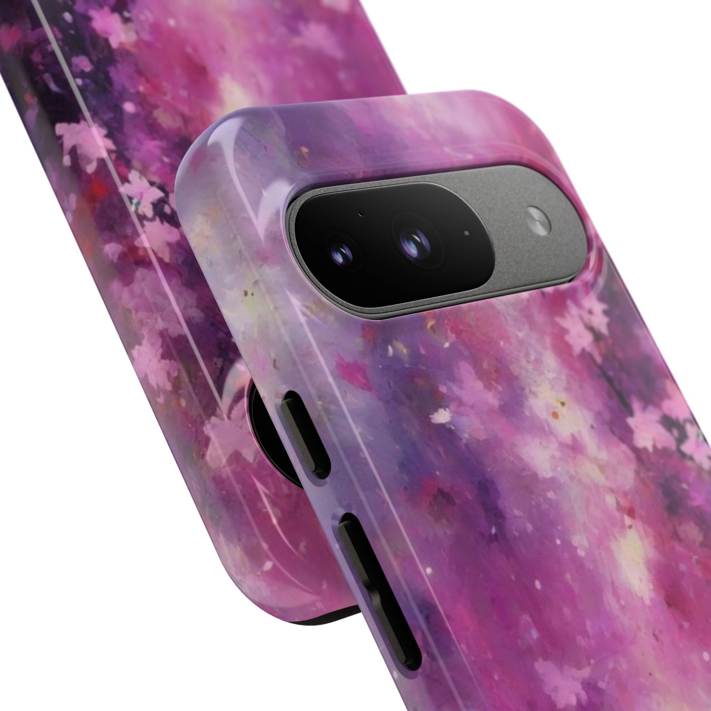 Tough Case Phone Case for Google Pixel 7/8/9– Dual Layer, Matte/Glossy Finish, Wireless Charging Compatible, Artistic Floral Phone Case - Tough Cases with Cherry Blossom Design
