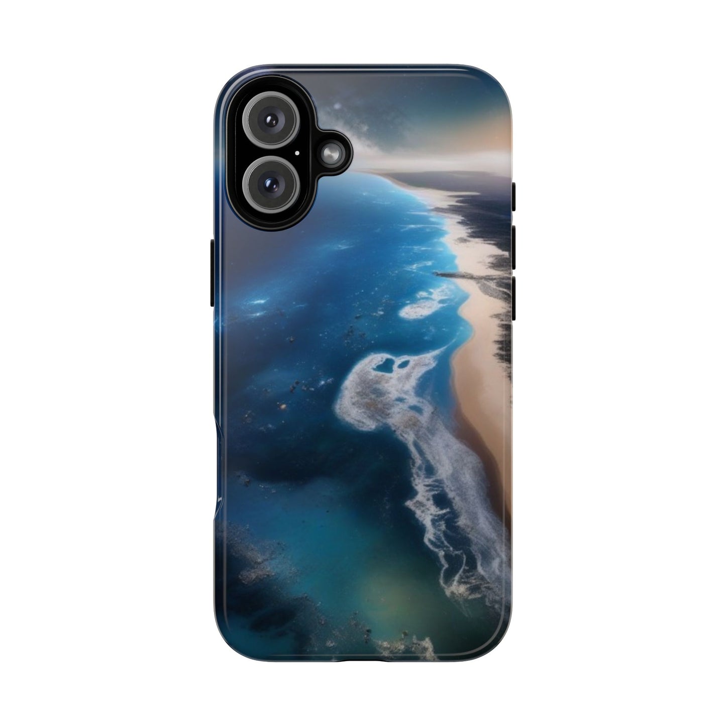 iPhone Tough Case Phone Case for iPhone 14\15\16 – Dual Layer, Matte/Glossy Finish, Wireless Charging Compatible, Ocean Waves Phone Case - Tough and Stylish Protection for Beach Lovers