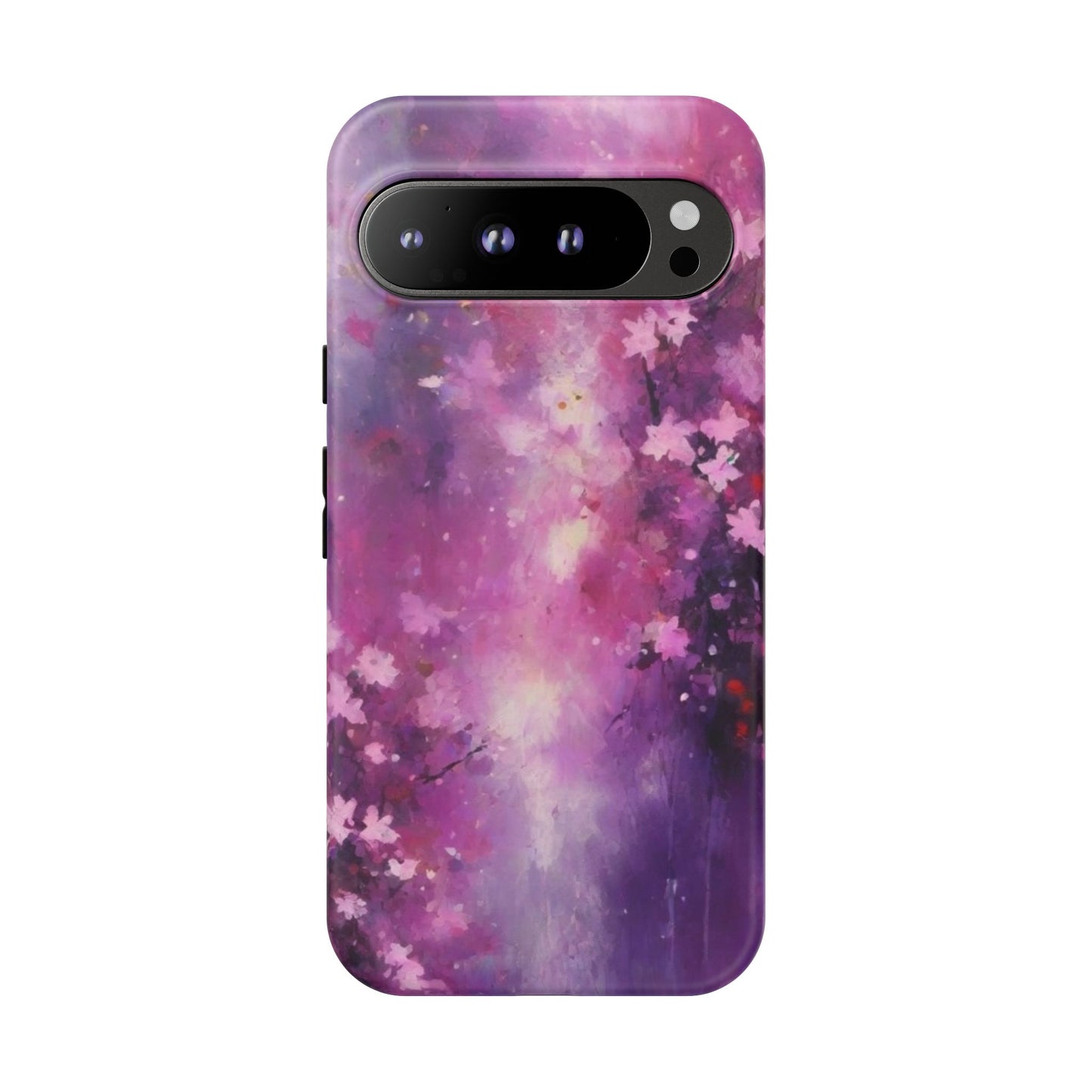 Tough Case Phone Case for Google Pixel 7/8/9– Dual Layer, Matte/Glossy Finish, Wireless Charging Compatible, Artistic Floral Phone Case - Tough Cases with Cherry Blossom Design