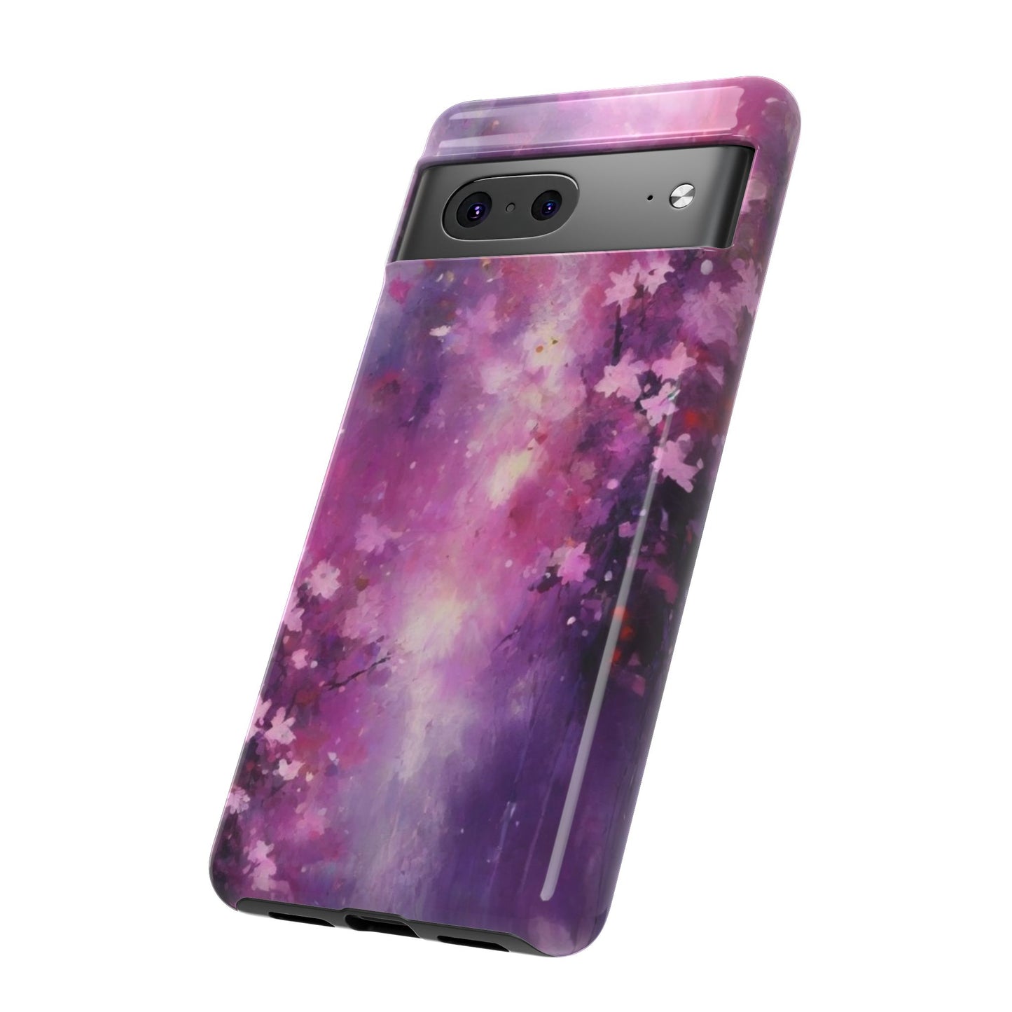 Tough Case Phone Case for Google Pixel 7/8/9– Dual Layer, Matte/Glossy Finish, Wireless Charging Compatible, Artistic Floral Phone Case - Tough Cases with Cherry Blossom Design