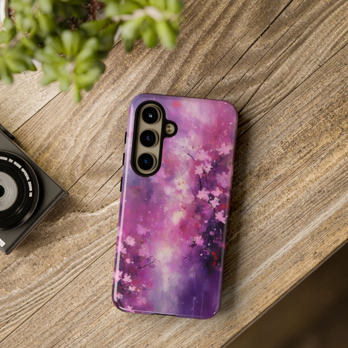 Tough Case Phone Case for Samsung Galaxy S25/S24/S23 – Dual Layer, Matte/Glossy Finish, Wireless Charging Compatible, Cherry Blossom Tough Case - Floral Phone Cover