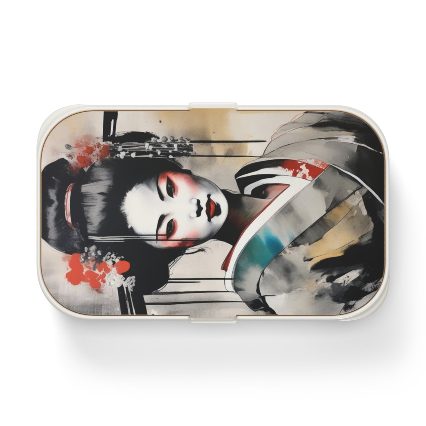 Stylish Bento Box Lunchbox – Portable, Designed Food Container with Wooden Lid & Two Moveable Compartments for Work, School & Picnics