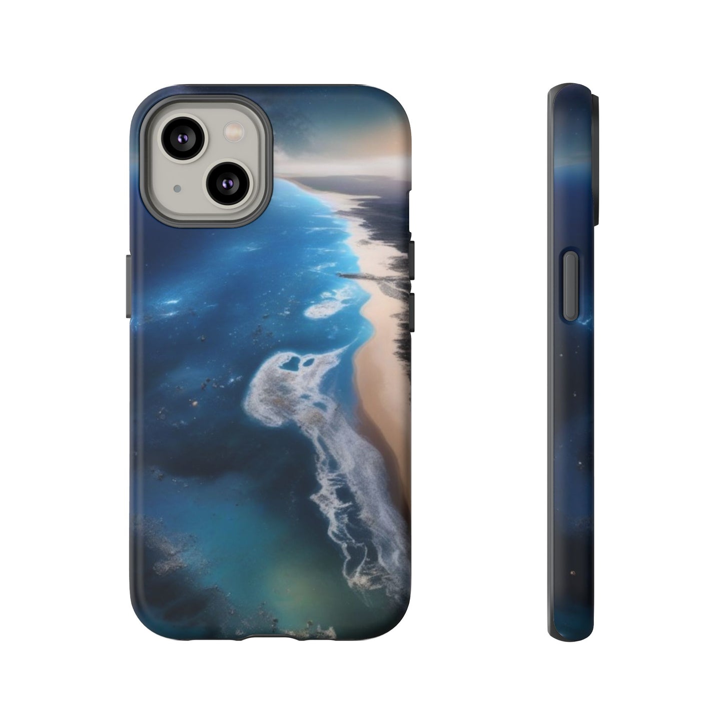 iPhone Tough Case Phone Case for iPhone 14\15\16 – Dual Layer, Matte/Glossy Finish, Wireless Charging Compatible, Ocean Waves Phone Case - Tough and Stylish Protection for Beach Lovers