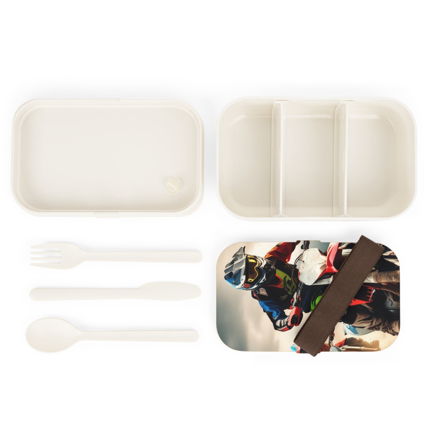 Stylish Bento Box Lunchbox – Portable, Designer Food Container with Wooden Lid & Two Moveable Compartments for Work, School & Picnics, Bento Lunch Box - Perfect for Adventurers & Riders