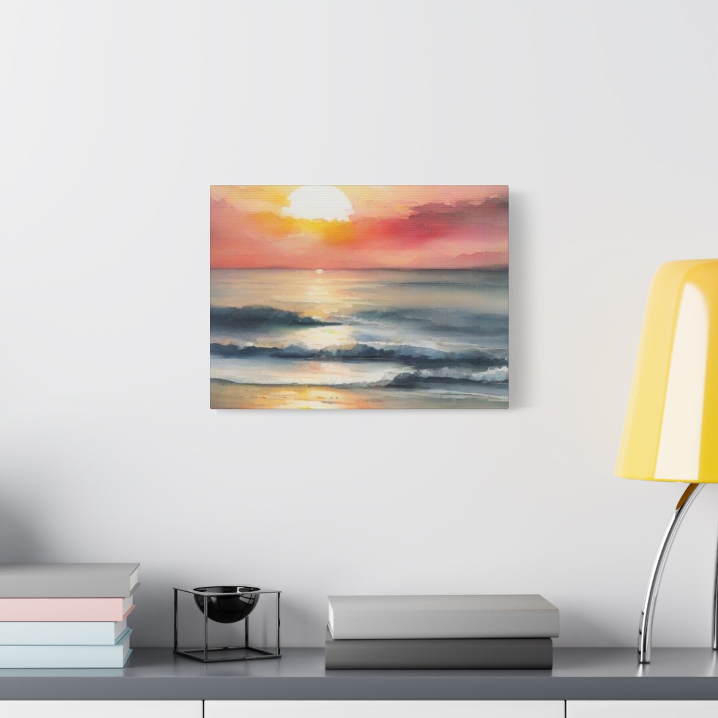 Abstract Art Canvas Print – Modern Wall Art, Digital Artwork, Matte Canvas, Ready to Hang, Home & Office Décor, Modern Wall Décor, Coastal Sunset Canvas Wall Art - 12" x 16" Stretched Print