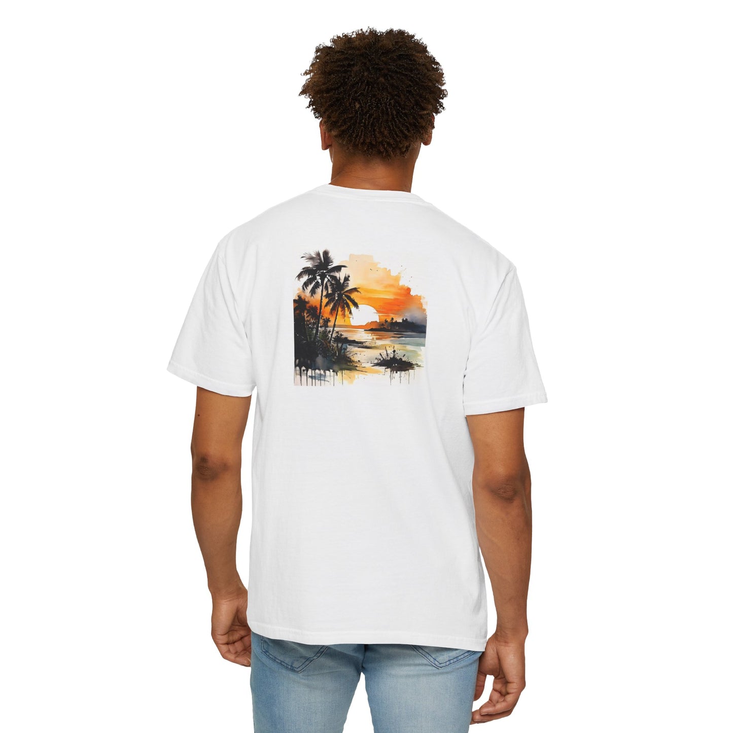 Tropical Sunset T-shirt | Unisex Garment-Dyed Tee | Beach Vibe, Summer Fashion, Vacation Essential, Gift Idea, Relaxed Style