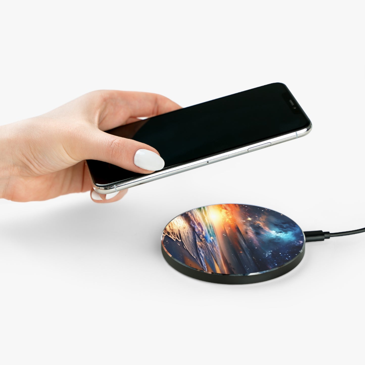 10W Fast Wireless Phone Charger – Qi-Certified for iPhone 16/15/14, Samsung Galaxy S25/S24/S23, Google Pixel 7/8/9 – Sleek, Compact Design with Micro USB Cable.