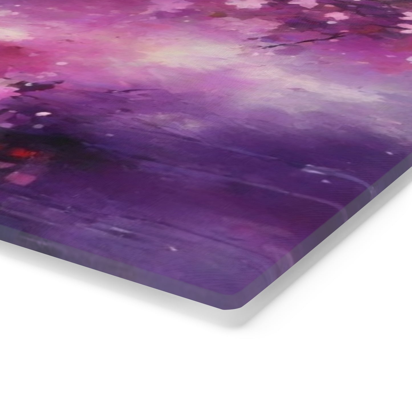 Tempered Glass Cutting Board – Hygienic, Scratch-Resistant, Dishwasher-Safe | Modern Kitchen Essential, Floral Artistic Cutting Board - Purple Blossom Design