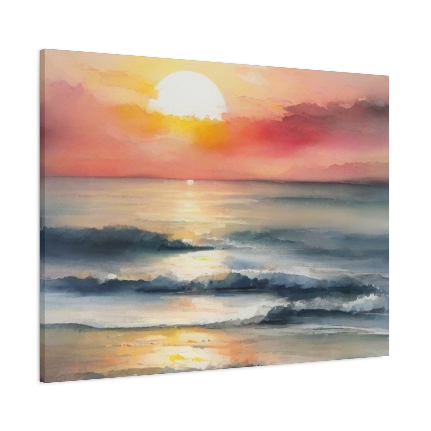 Abstract Art Canvas Print – Modern Wall Art, Digital Artwork, Matte Canvas, Ready to Hang, Home & Office Décor, Modern Wall Décor, Coastal Sunset Canvas Wall Art - 12" x 16" Stretched Print
