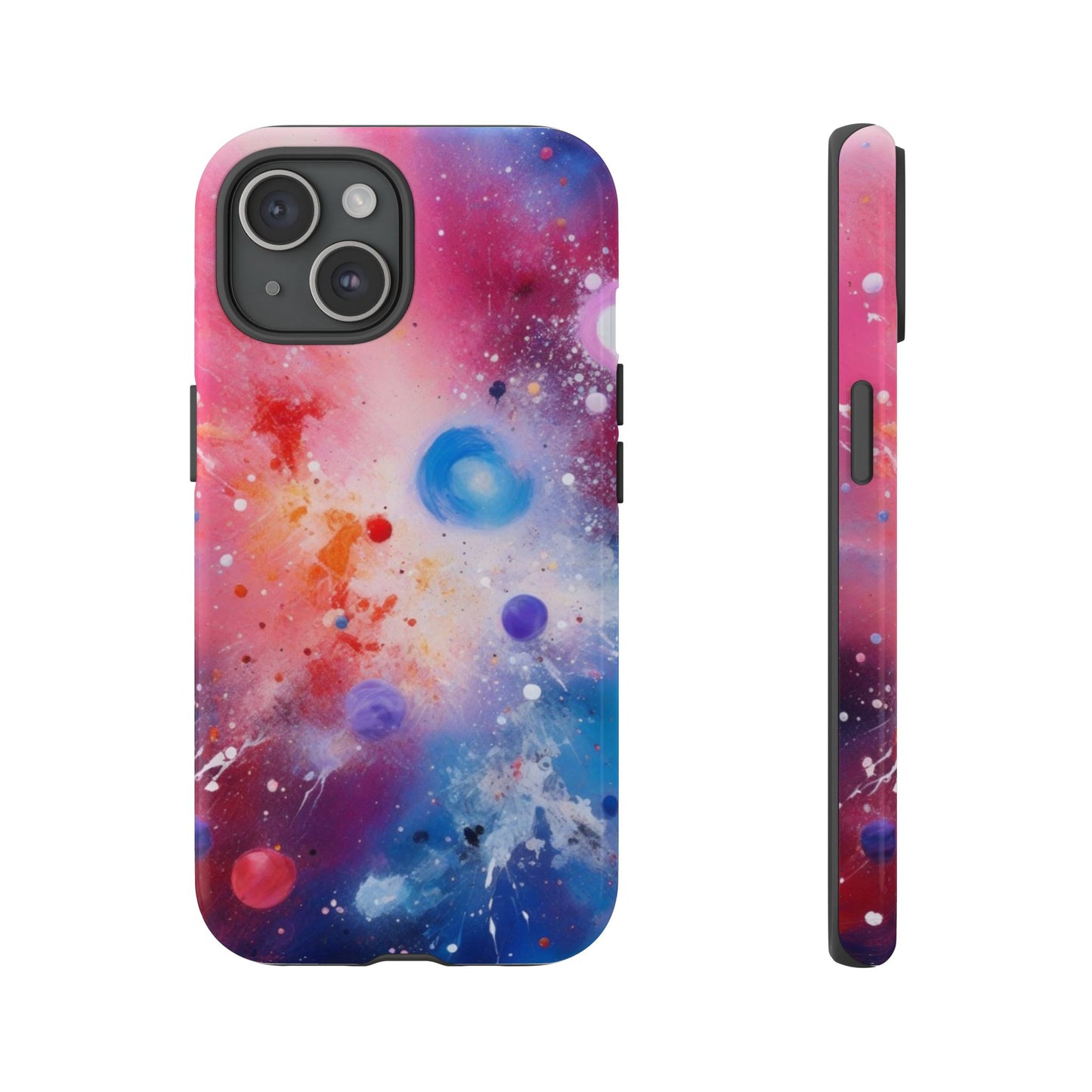 iPhone Tough Case Phone Case for iPhone 14\15\16 – Dual Layer, Matte/Glossy Finish, Wireless Charging Compatible, Galaxy-Themed Tough Phone Case – Vibrant Space Design for Audiophiles and Fashion Lovers