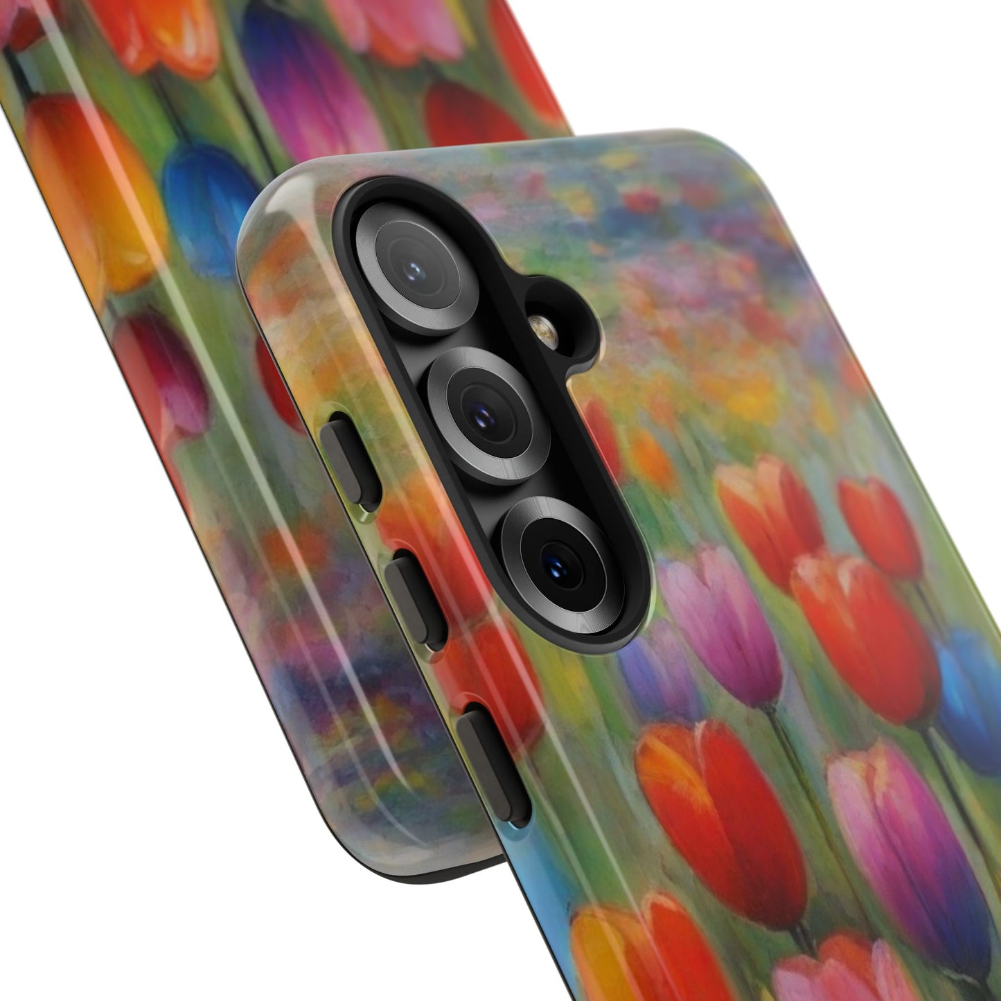 Tough Case Phone Case for Samsung Galaxy S25/S24– Dual Layer, Matte/Glossy Finish, Wireless Charging Compatible, Colorful Tulip Phone Case