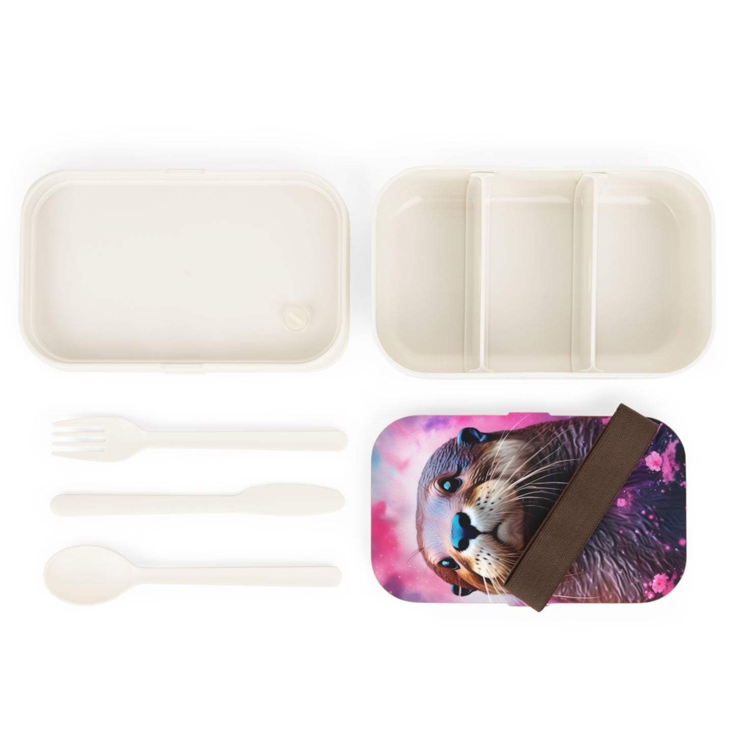Stylish Bento Box Lunchbox – Portable, Designed Food Container with Wooden Lid & Two Moveable Compartments for Work, School & Picnics