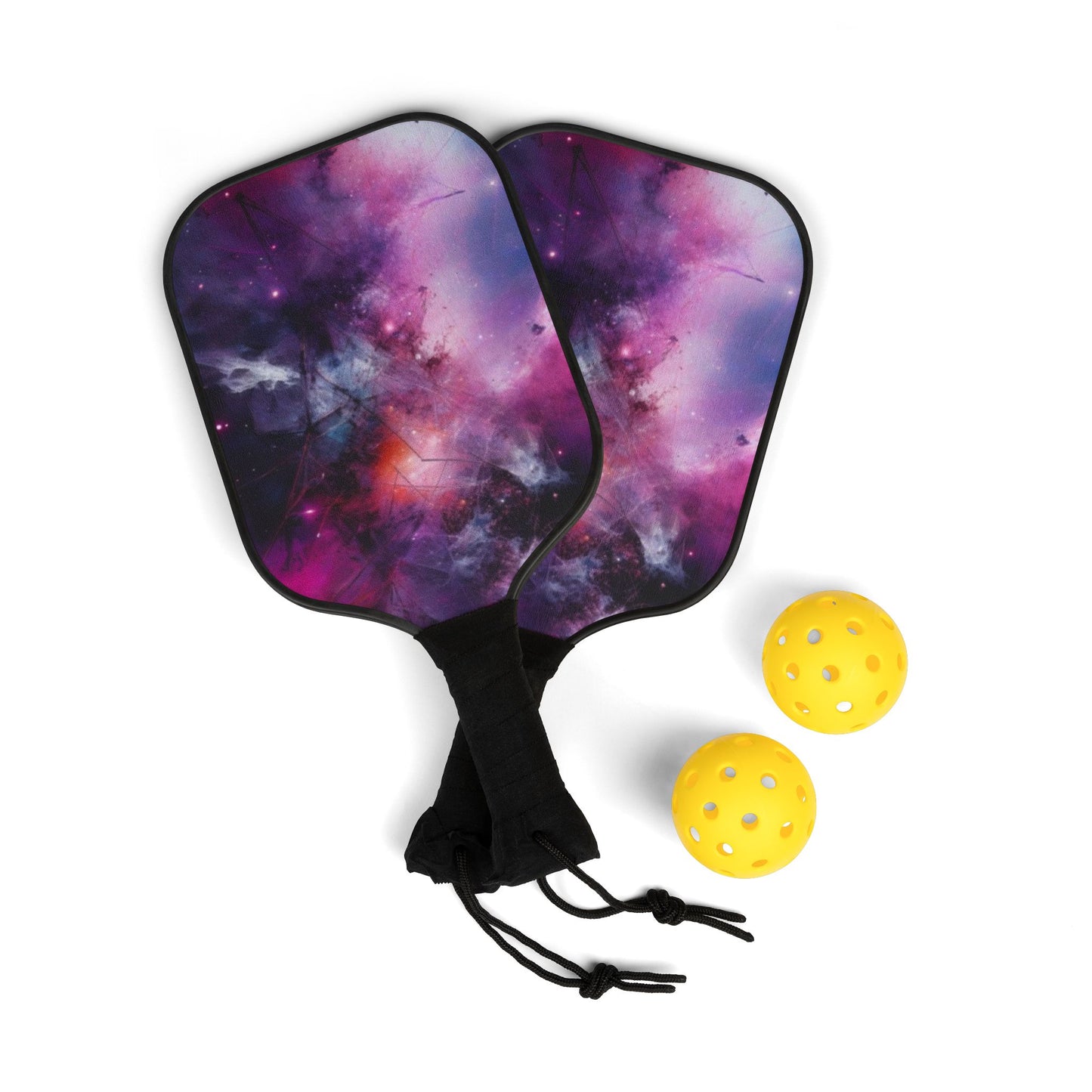 Pickleball Kit – Durable Wooden Paddles, Portable Set with Balls & Carry Bag for All Skill Levels - Perfect for Outdoor Fun! Cosmic Pickleball Paddle Set | Vibrant Galaxy Art | Perfect for Sports Enthusiasts & Gifts