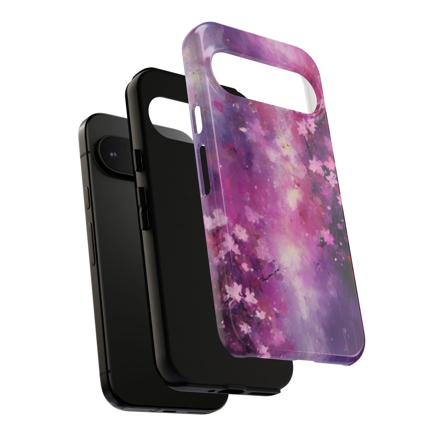 Tough Case Phone Case for Google Pixel 7/8/9– Dual Layer, Matte/Glossy Finish, Wireless Charging Compatible, Artistic Floral Phone Case - Tough Cases with Cherry Blossom Design