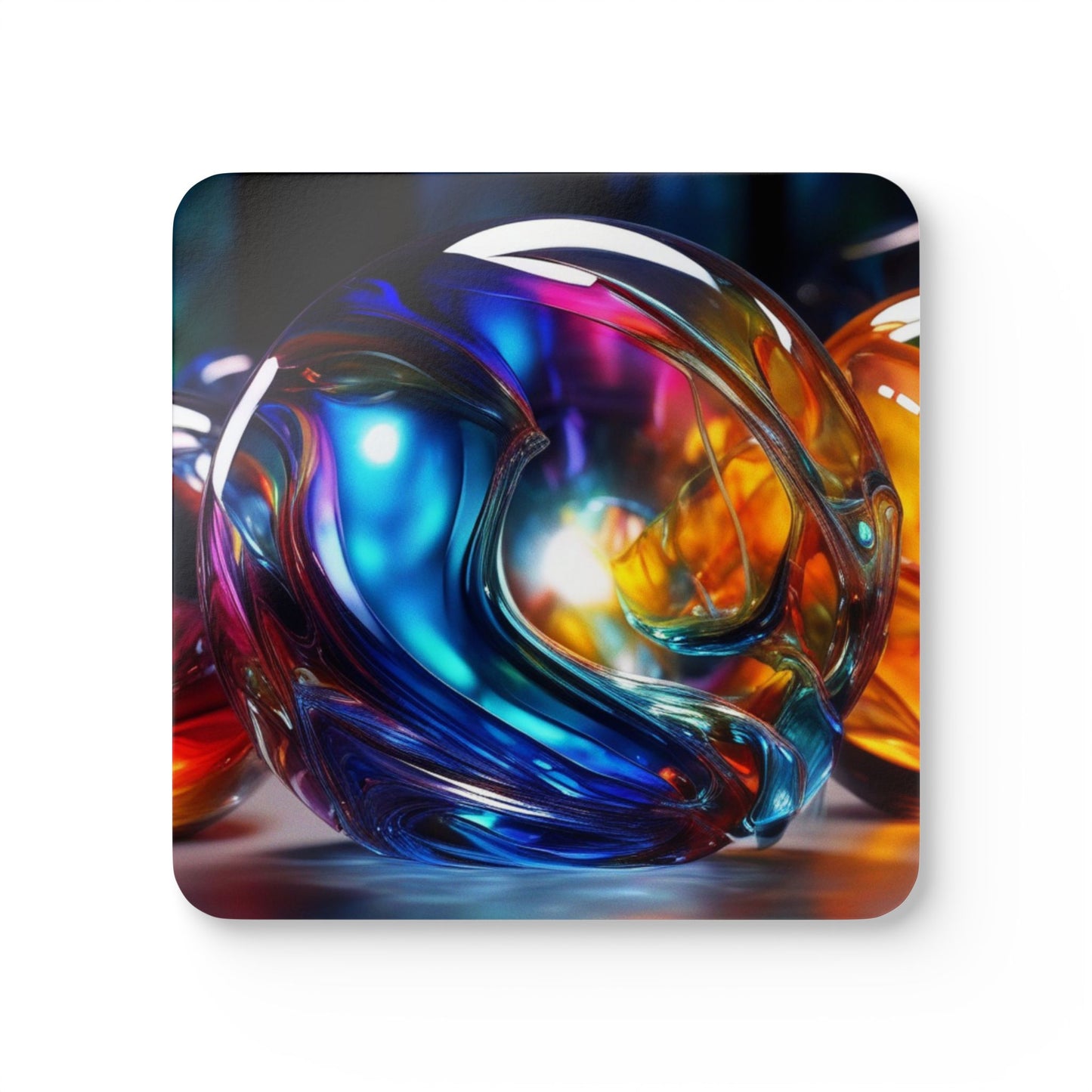 Designer Cork Coaster Set – High-Gloss Drink Coasters with Cork Backing (Set of 4)