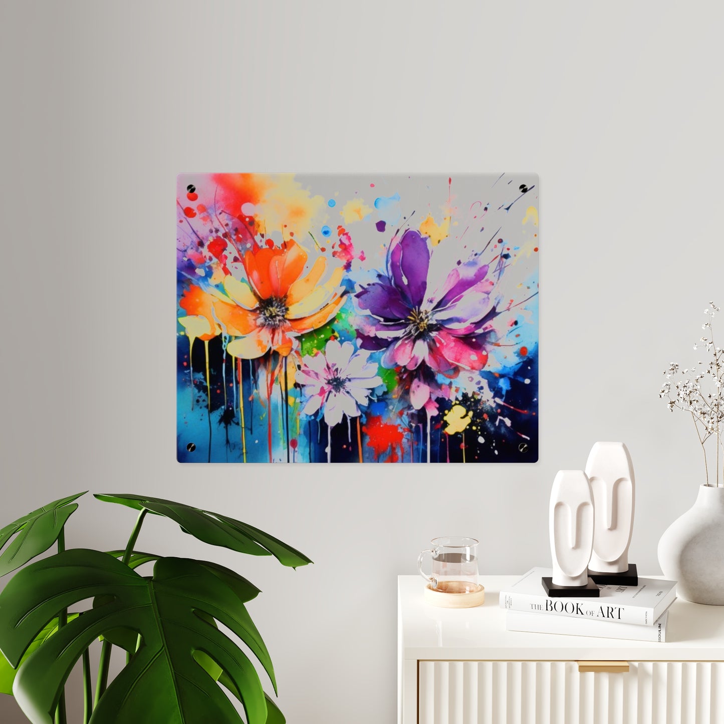 Vibrant Floral Acrylic Wall Art Panels for Home Decor