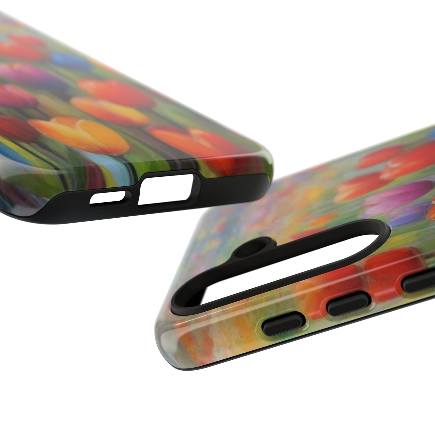 Tough Case Phone Case for Samsung Galaxy S25/S24– Dual Layer, Matte/Glossy Finish, Wireless Charging Compatible, Colorful Tulip Phone Case
