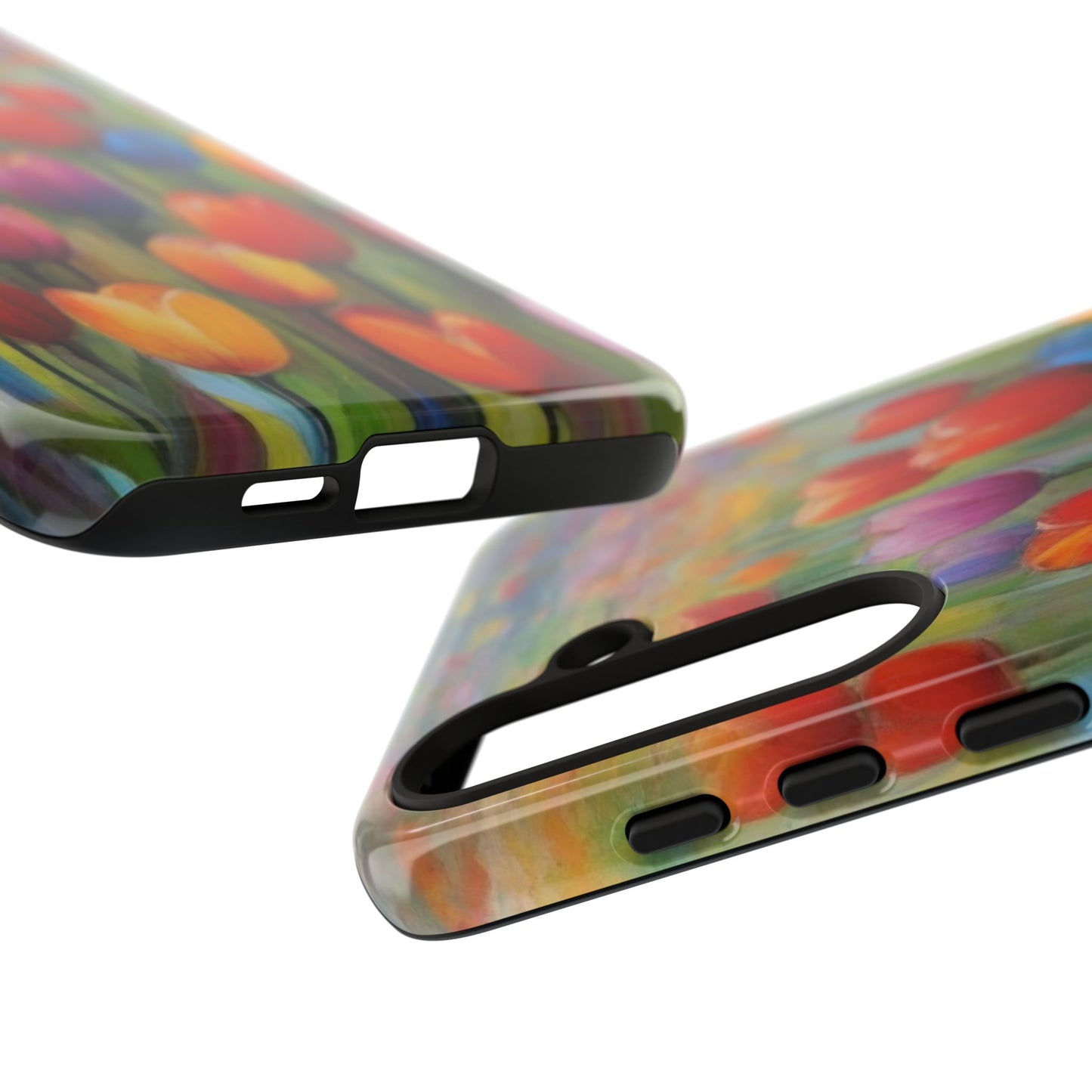 Tough Case Phone Case for Samsung Galaxy S25/S24– Dual Layer, Matte/Glossy Finish, Wireless Charging Compatible, Colorful Tulip Phone Case