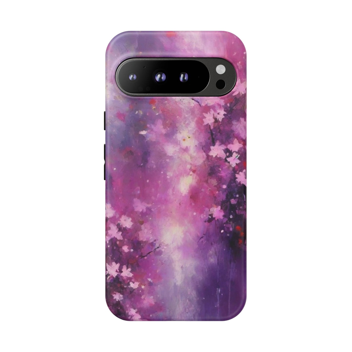 Tough Case Phone Case for Google Pixel 7/8/9– Dual Layer, Matte/Glossy Finish, Wireless Charging Compatible, Artistic Floral Phone Case - Tough Cases with Cherry Blossom Design
