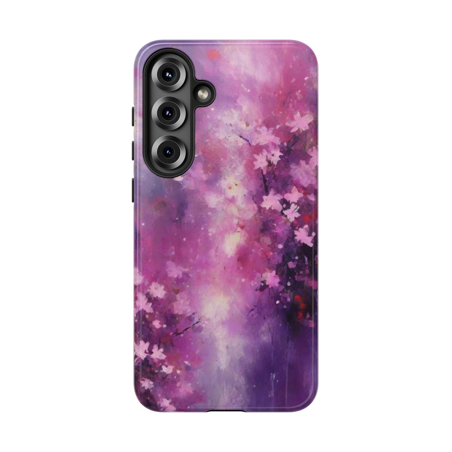 Tough Case Phone Case for Samsung Galaxy S25/S24/S23 – Dual Layer, Matte/Glossy Finish, Wireless Charging Compatible, Cherry Blossom Tough Case - Floral Phone Cover