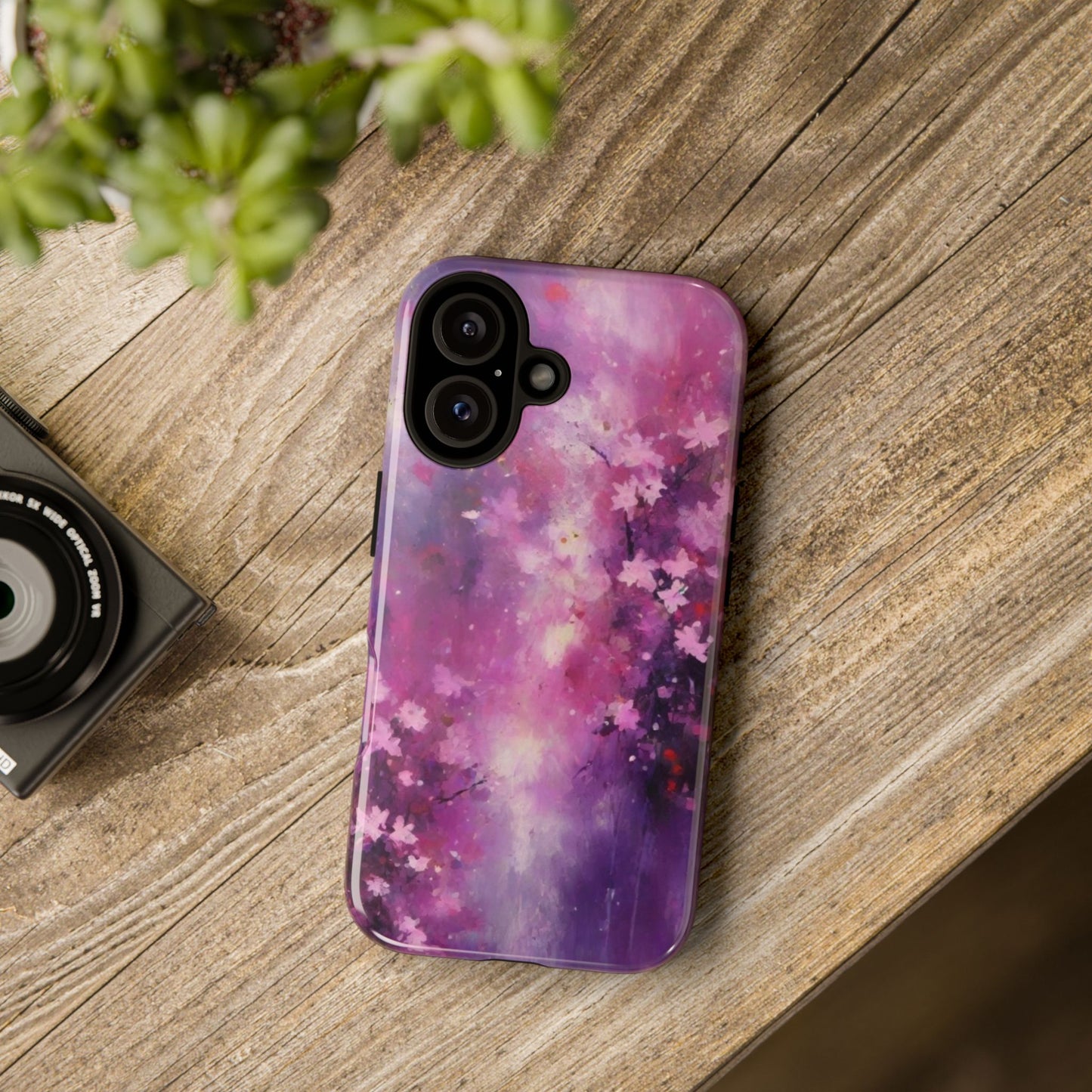 iPhone Tough Case Phone Case for iPhone 14\15\16 – Dual Layer, Matte/Glossy Finish, Wireless Charging Compatible, Cherry Blossom Phone Case