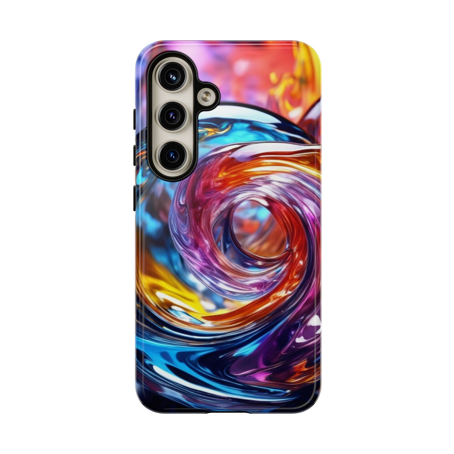 Tough Case Phone Case for Samsung Galaxy S25/S24 – Dual Layer, Matte/Glossy Finish, Wireless Charging Compatible, Vibrant Swirl Phone Case - Tough Cases for Stylish Protection