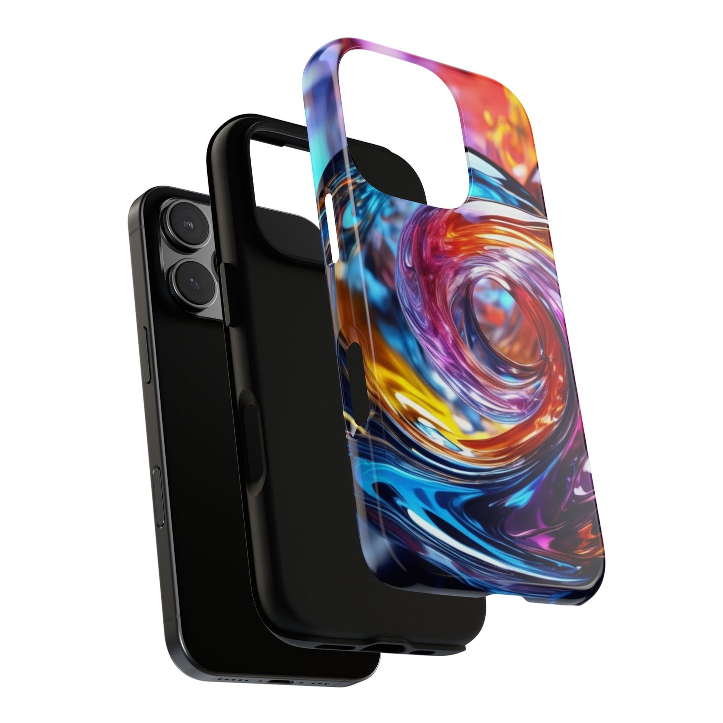iPhone Tough Case Phone Case for iPhone 14\15\16 – Dual Layer, Matte/Glossy Finish, Wireless Charging CompatibleVibrant Swirl Phone Case - Tough Cases for Protection