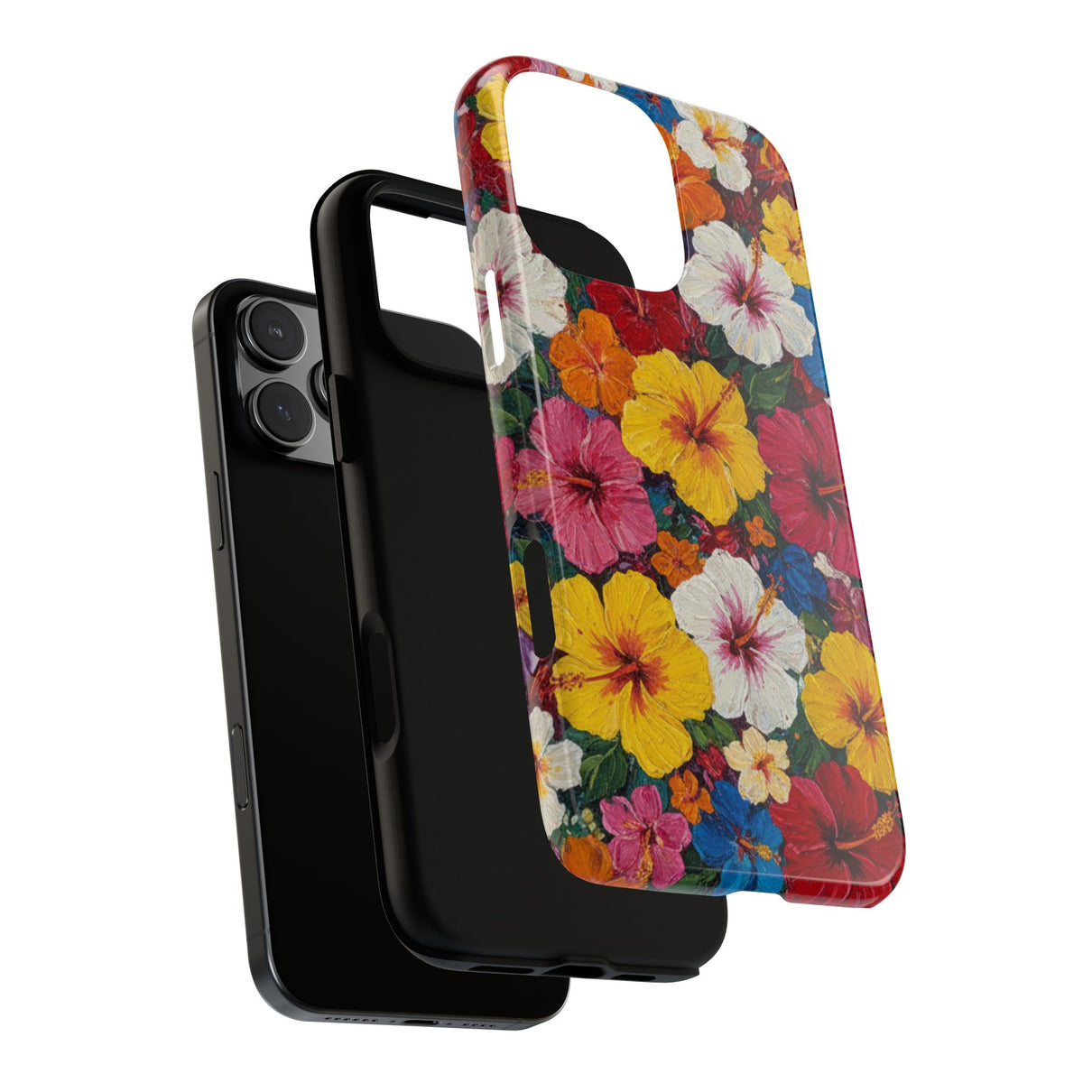 iPhone Tough Cases Phone Cases for iPhone 14\15\16\17 – Dual Layer, Matte/Glossy Finish, Wireless Charging CompatibleFloral Hibiscus Tough Phone Case — Bright Tropical Protection