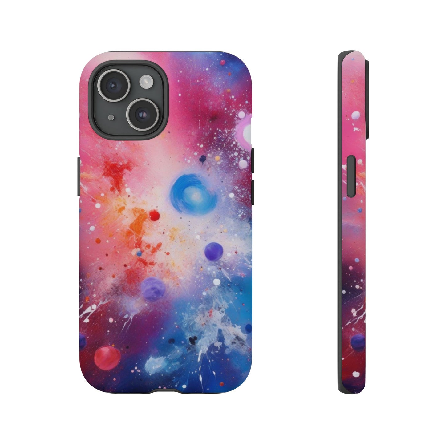 iPhone Tough Case Phone Case for iPhone 14\15\16 – Dual Layer, Matte/Glossy Finish, Wireless Charging Compatible, Galaxy-Themed Tough Phone Case – Vibrant Space Design for Audiophiles and Fashion Lovers