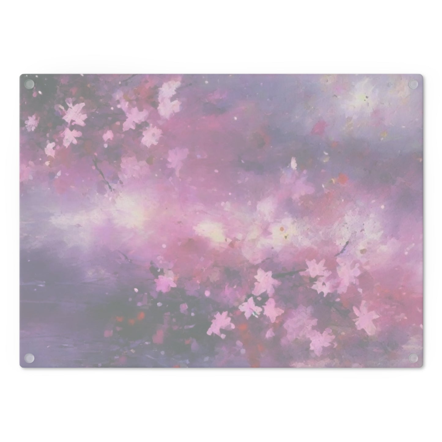 Tempered Glass Cutting Board – Hygienic, Scratch-Resistant, Dishwasher-Safe | Modern Kitchen Essential, Floral Artistic Cutting Board - Purple Blossom Design