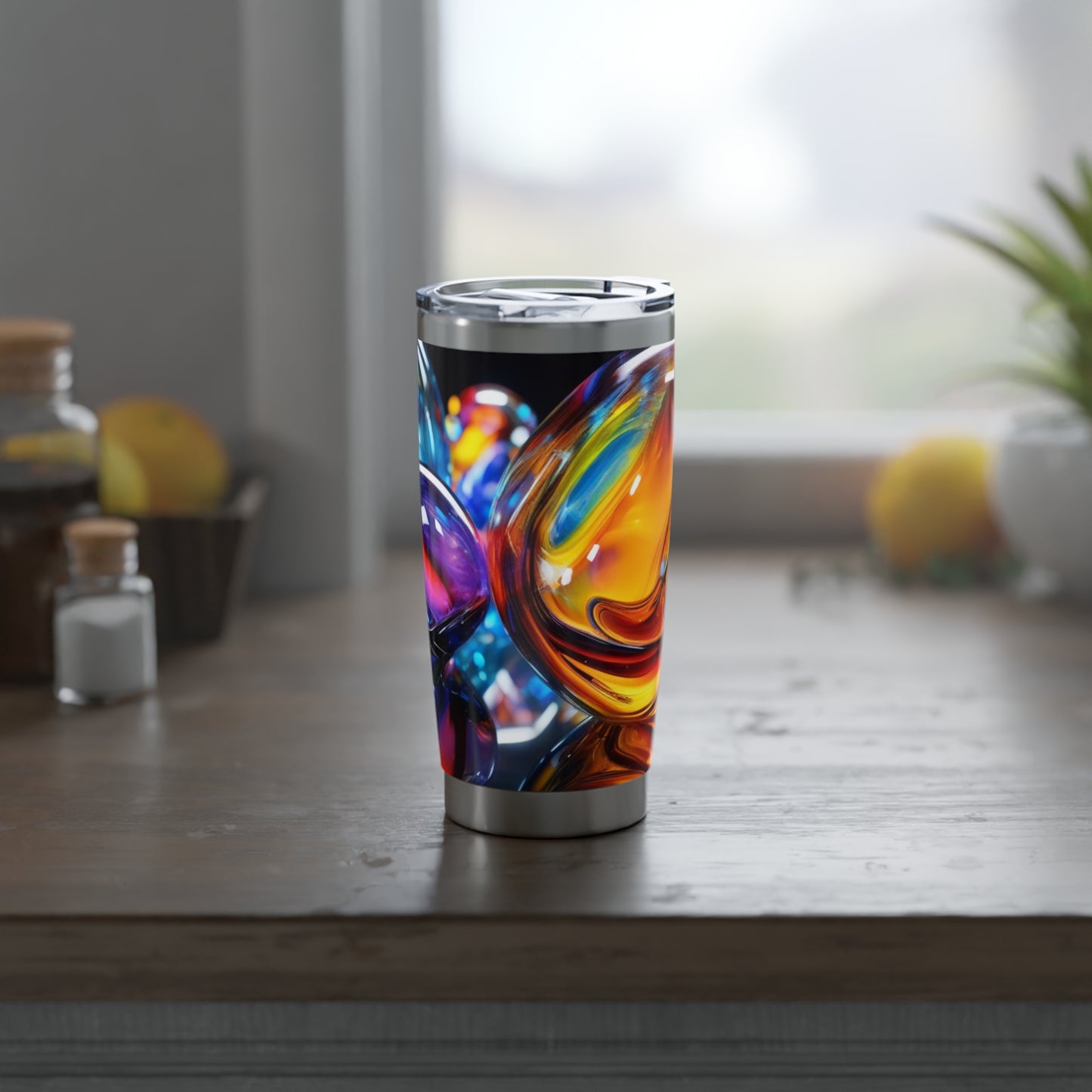 Vagabond 20oz Tumbler - Insulated Stainless Steel Travel Tumbler, Spill-Resistant, Double-Wall, Car Cup Holder Friendly. Abstract 20oz Tumbler | Unique Travel Mug, Vibrant Drinkware, Gift for Artists, Everyday Use
