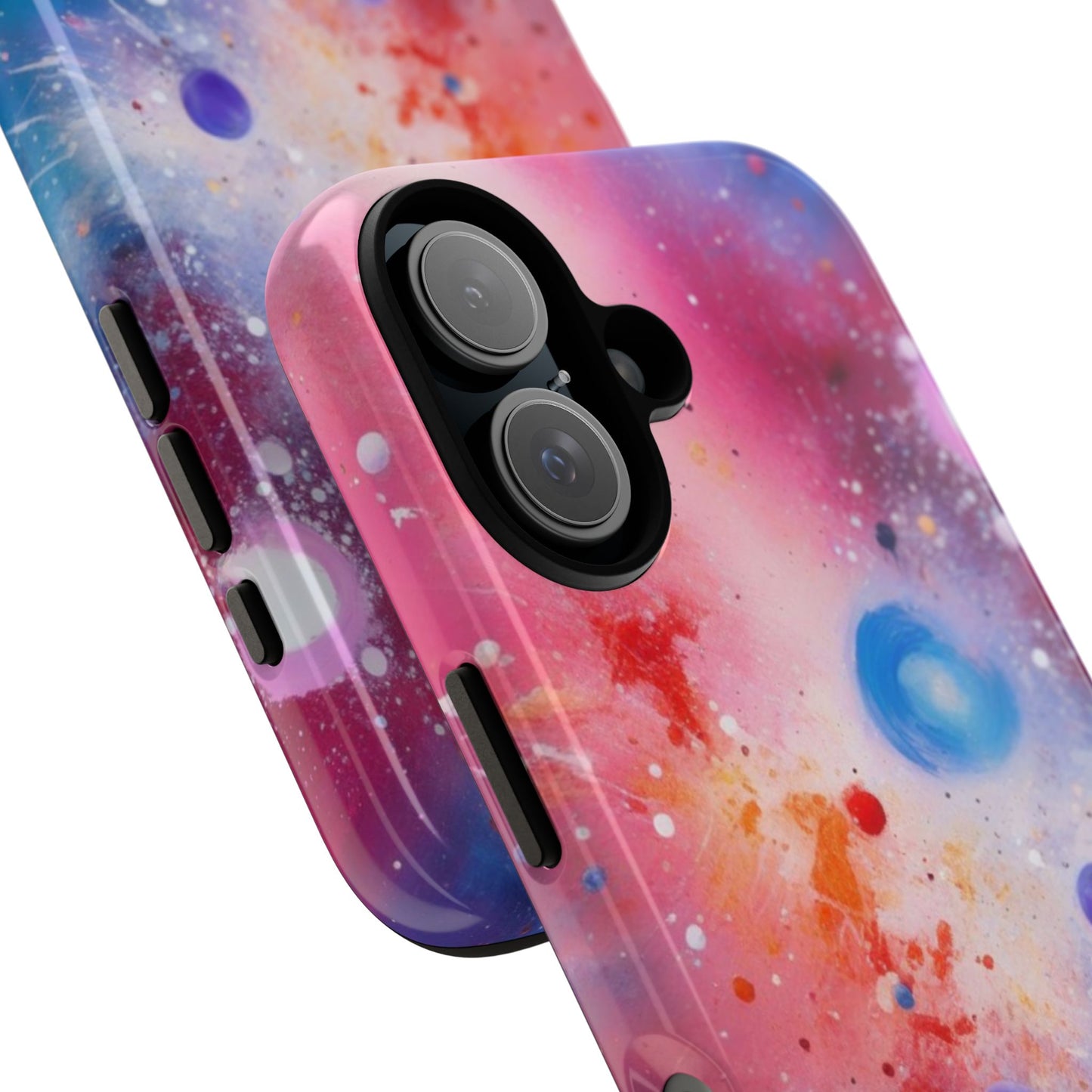 iPhone Tough Case Phone Case for iPhone 14\15\16 – Dual Layer, Matte/Glossy Finish, Wireless Charging Compatible, Galaxy-Themed Tough Phone Case – Vibrant Space Design for Audiophiles and Fashion Lovers