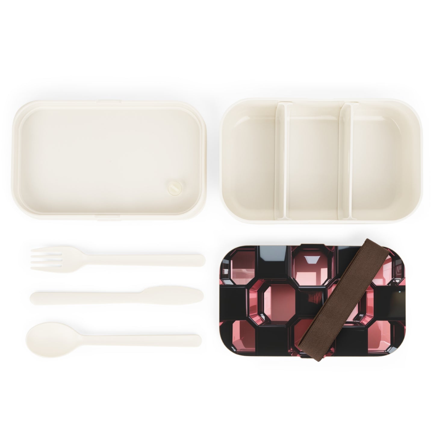 Stylish Bento Box Lunchbox – Portable, Designer Food Container with Wooden Lid & Two Moveable Compartments for Work, School & Picnics