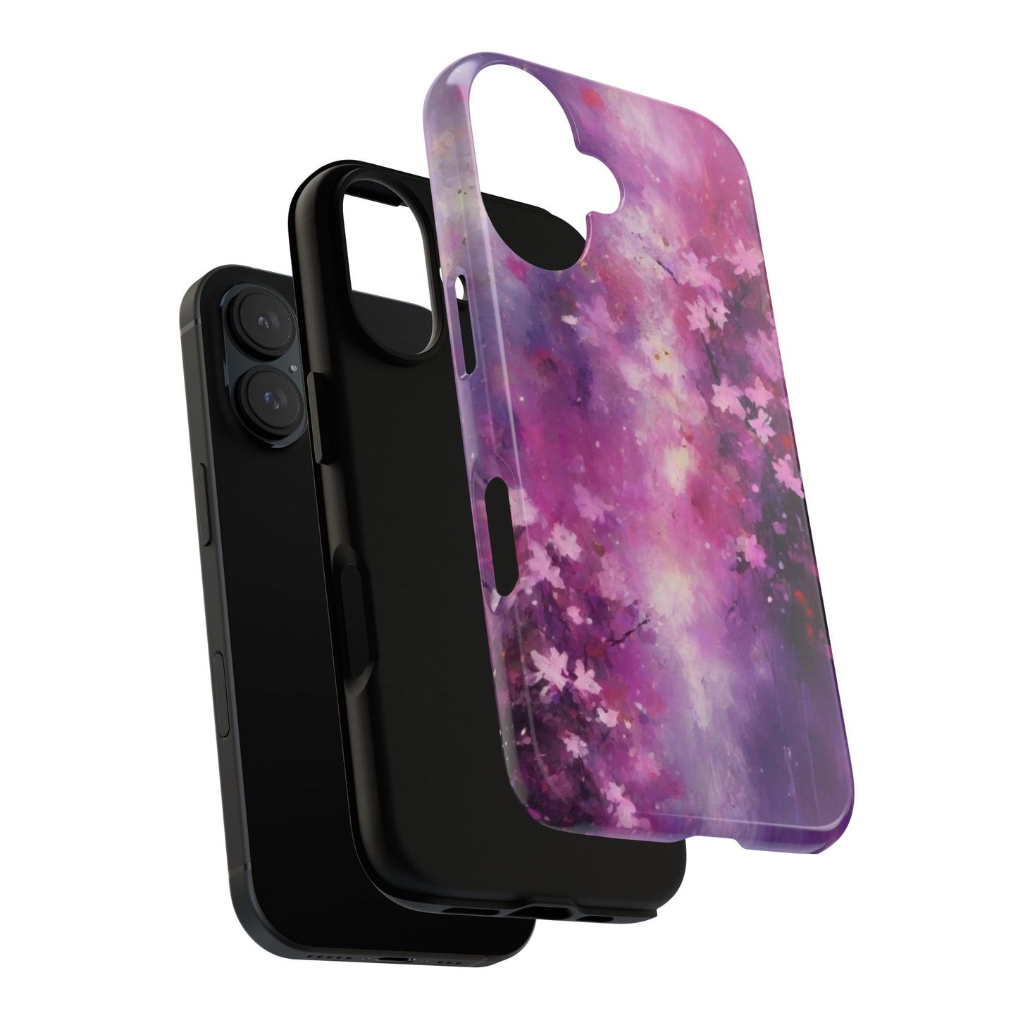 iPhone Tough Case Phone Case for iPhone 14\15\16 – Dual Layer, Matte/Glossy Finish, Wireless Charging Compatible, Cherry Blossom Phone Case