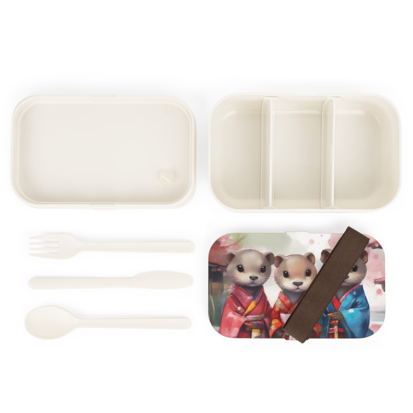 Stylish Bento Box Lunchbox – Portable, Designed Food Container with Wooden Lid & Two Moveable Compartments for Work, School & Picnics