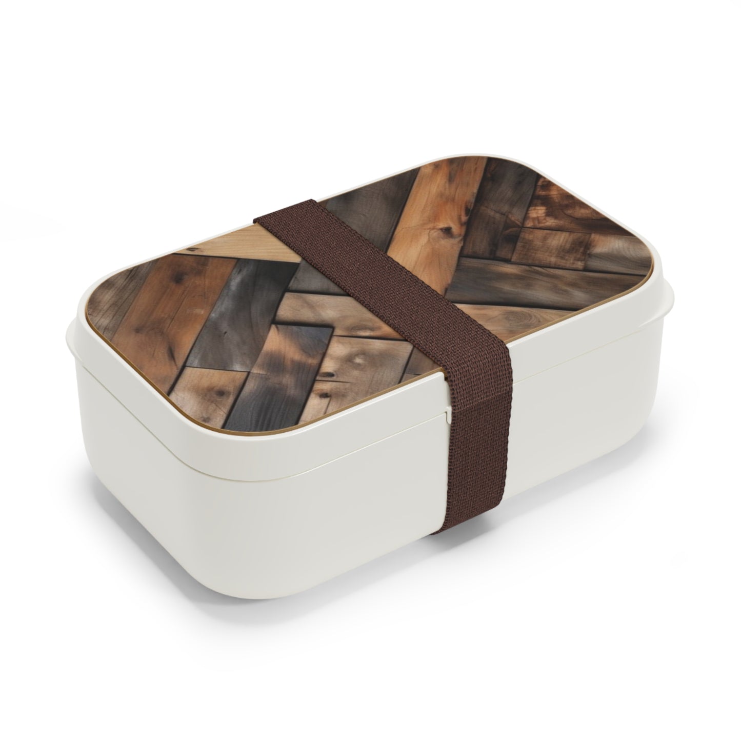 Stylish Bento Box Lunchbox – Portable, Designer Food Container with Wooden Lid & Two Moveable Compartments for Work, School & Picnics
