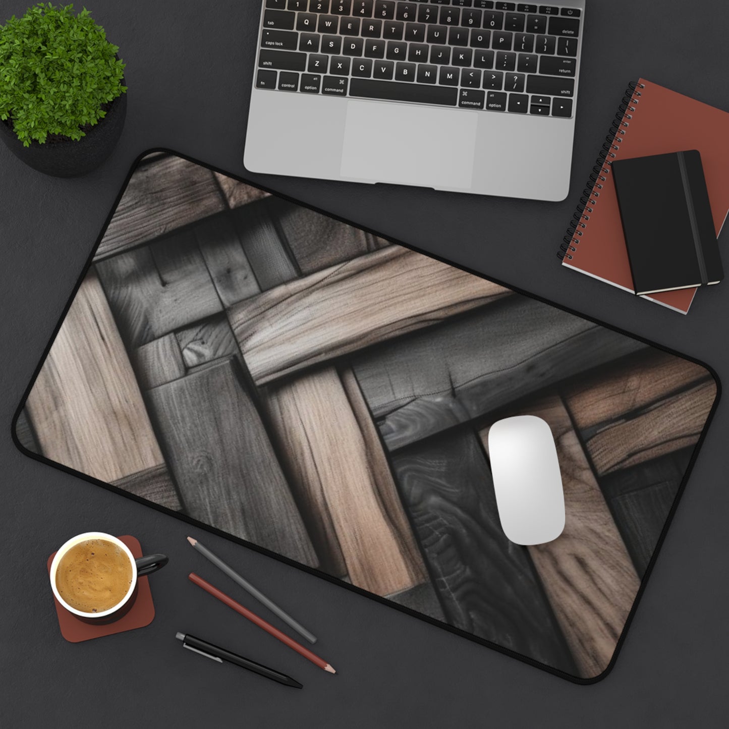 Large Gaming Mouse Pad – Premium Mouse Pad & Tech Accessory for Home & Office, Premium Desk Mat, Gaming Mouse Pad, Non-slip, Elegant Wooden Textured Desk Mat - Sleek Black Base for Home Office
