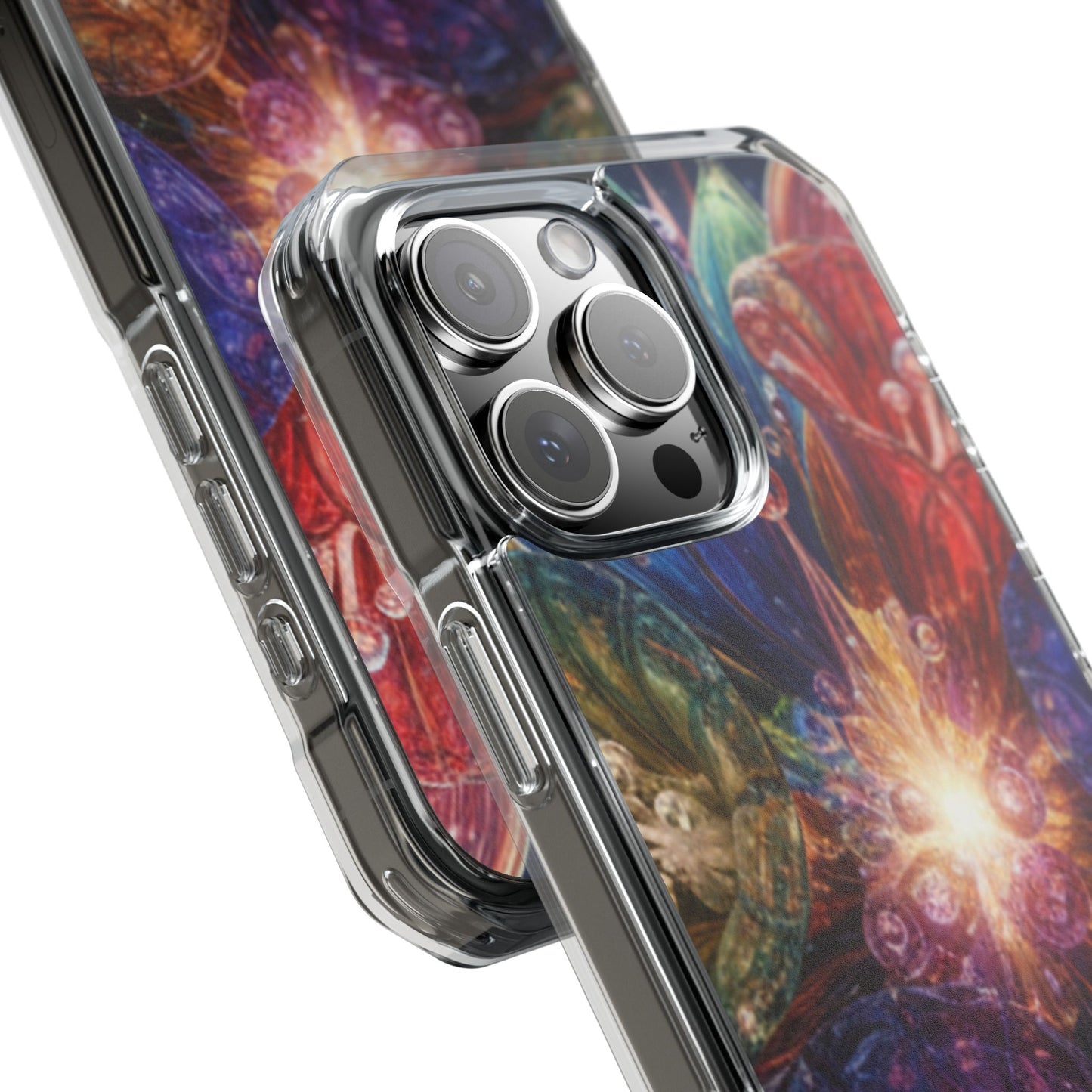 Magnetic Impact Phone Case for iPhone 17/16/15/14, Magnetic Clear Phone Case — Cosmic Abstract Art Impact Case