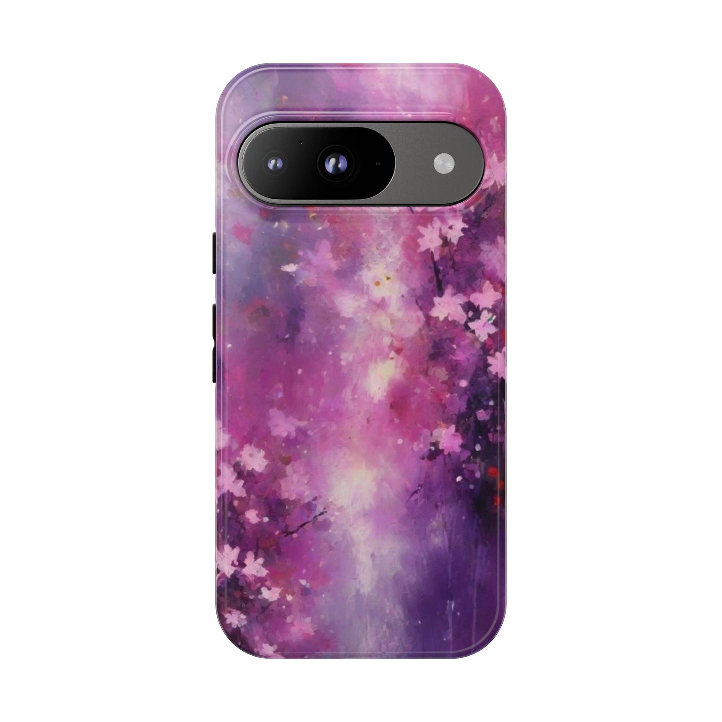 Tough Case Phone Case for Google Pixel 7/8/9– Dual Layer, Matte/Glossy Finish, Wireless Charging Compatible, Artistic Floral Phone Case - Tough Cases with Cherry Blossom Design